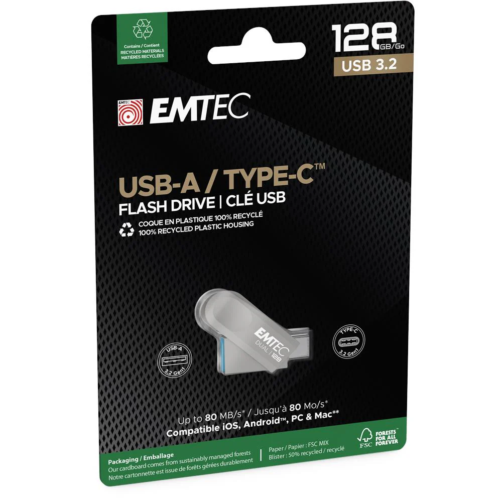 Emtec D280 Dual Drive USB Type-C Flash Drive (128GB) - Image 3