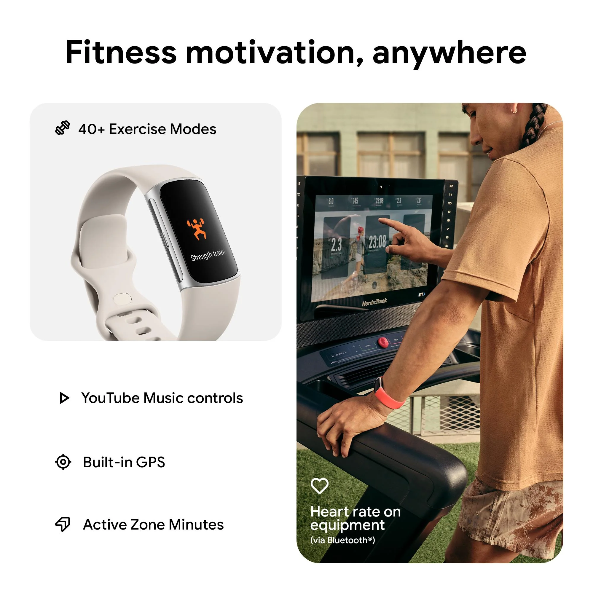 Fitbit Charge 6 Fitness Tracker (Porcelain/Silver Aluminium) - Image 5