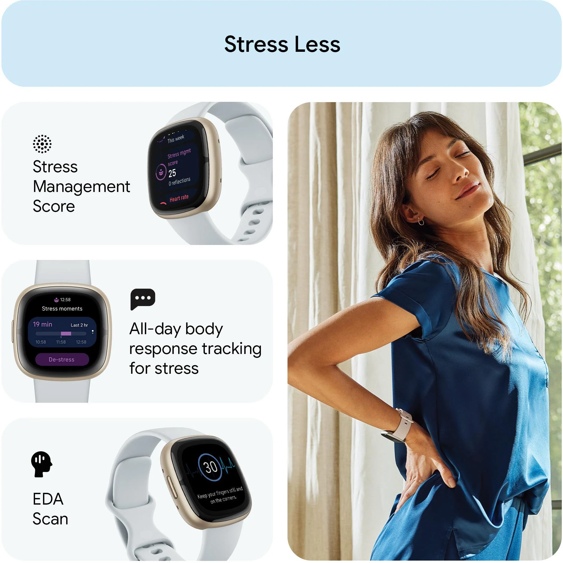 Fitbit Sense 2 (Blue Mist/Pale Gold) - Image 5