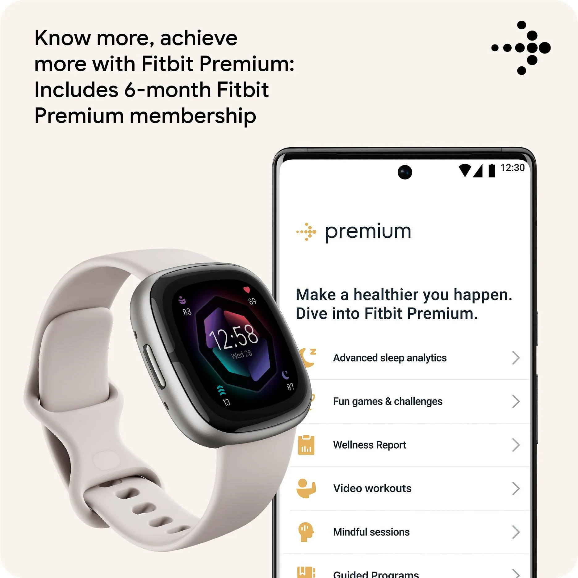 Fitbit Sense 2 (Lunar White/Platinum Aluminium) - Image 10