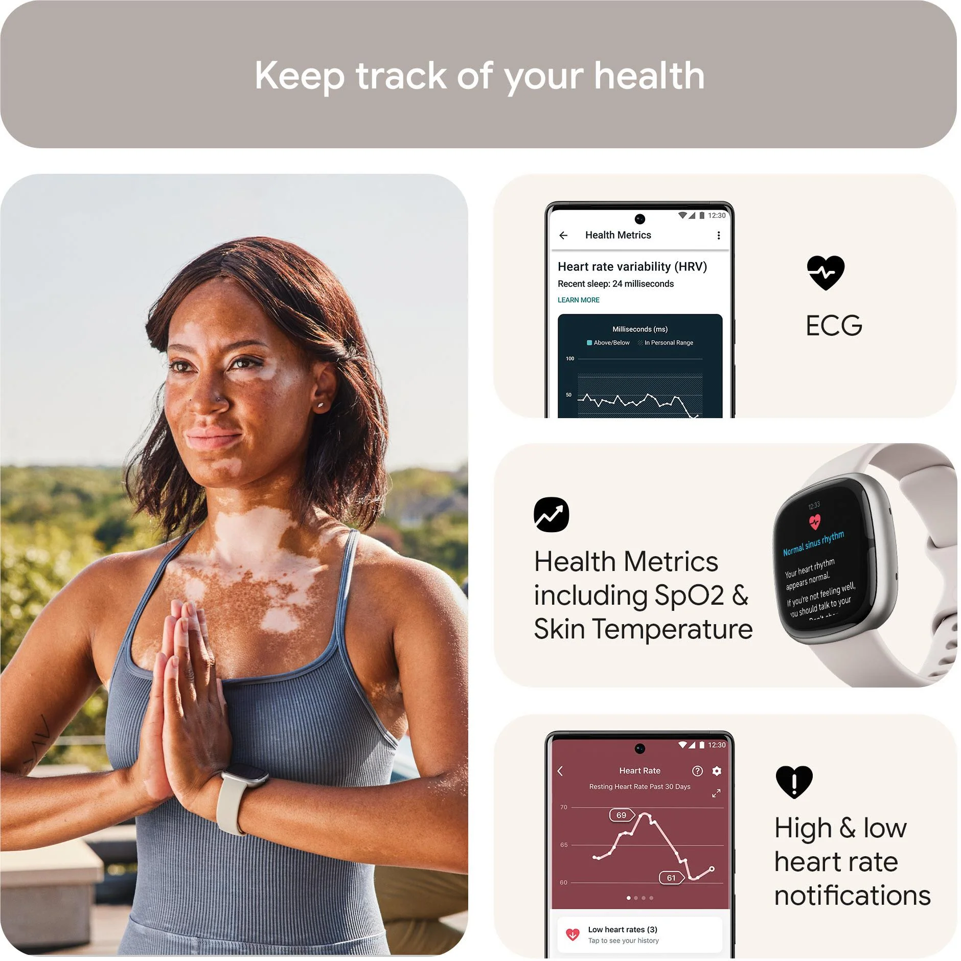 Fitbit Sense 2 (Lunar White/Platinum Aluminium) - Image 6