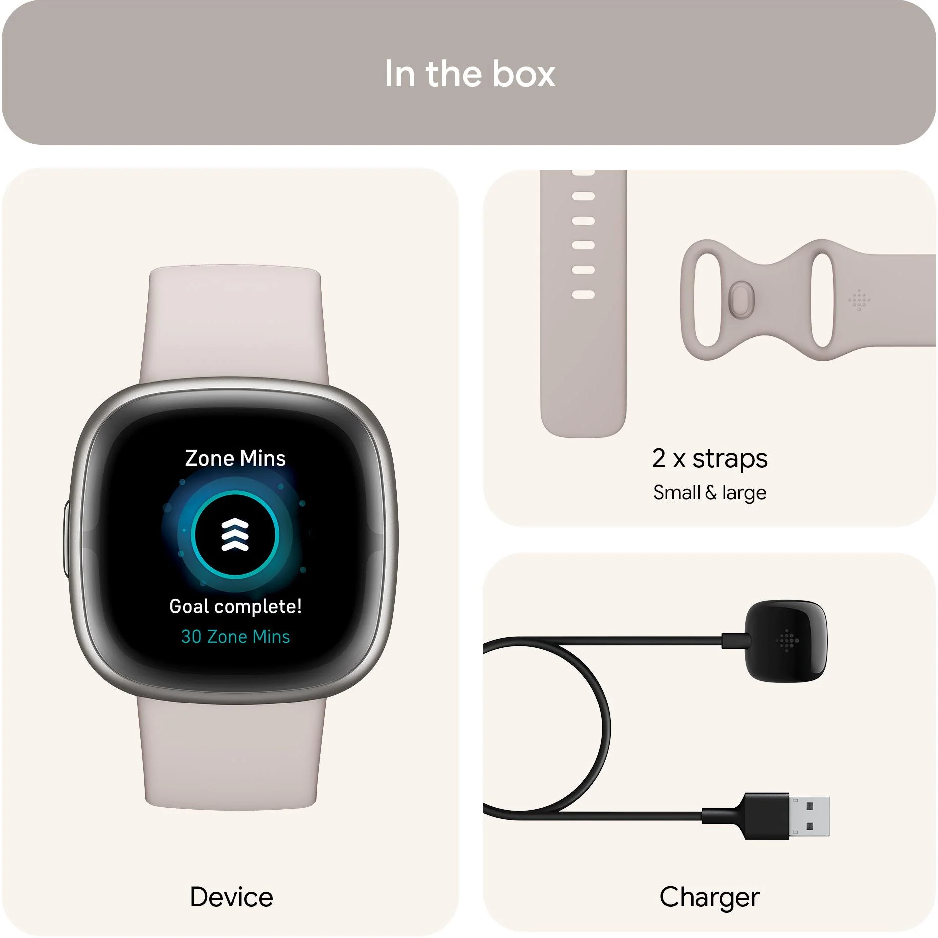 Fitbit Sense 2 (Lunar White/Platinum Aluminium) - Image 9