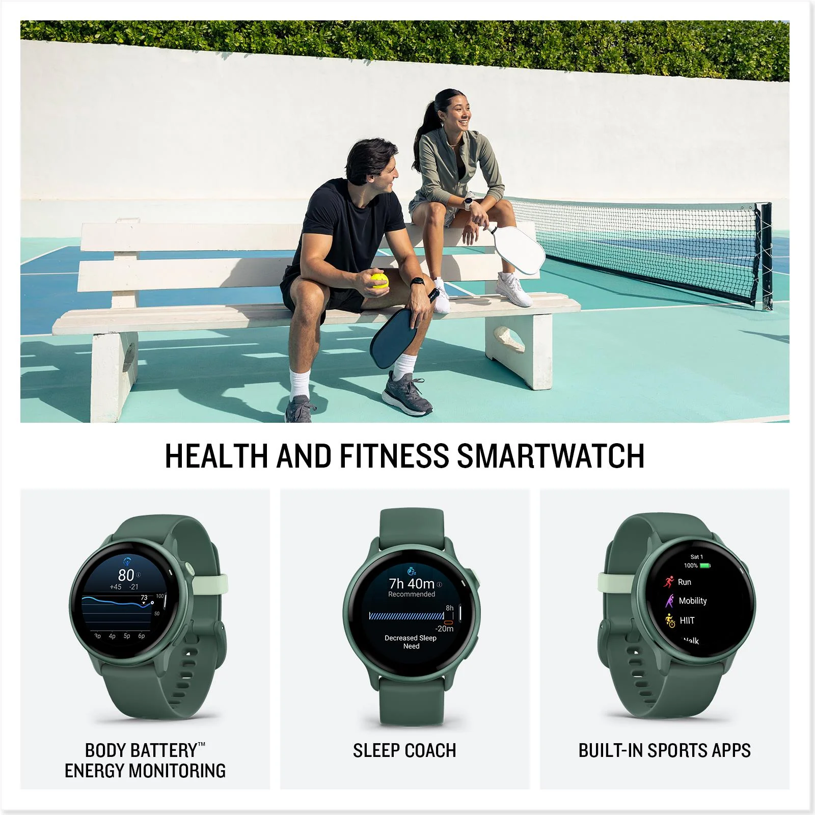 Garmin VivoActive 6 GPS Smartwatch (Metallic Jasper Green/Jasper Green Band) - Image 2