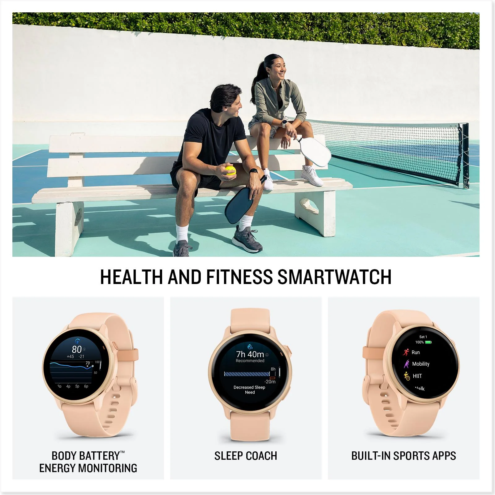 Garmin VivoActive 6 GPS Smartwatch (Metallic Pink Dawn/Pink Dawn Band) - Image 2