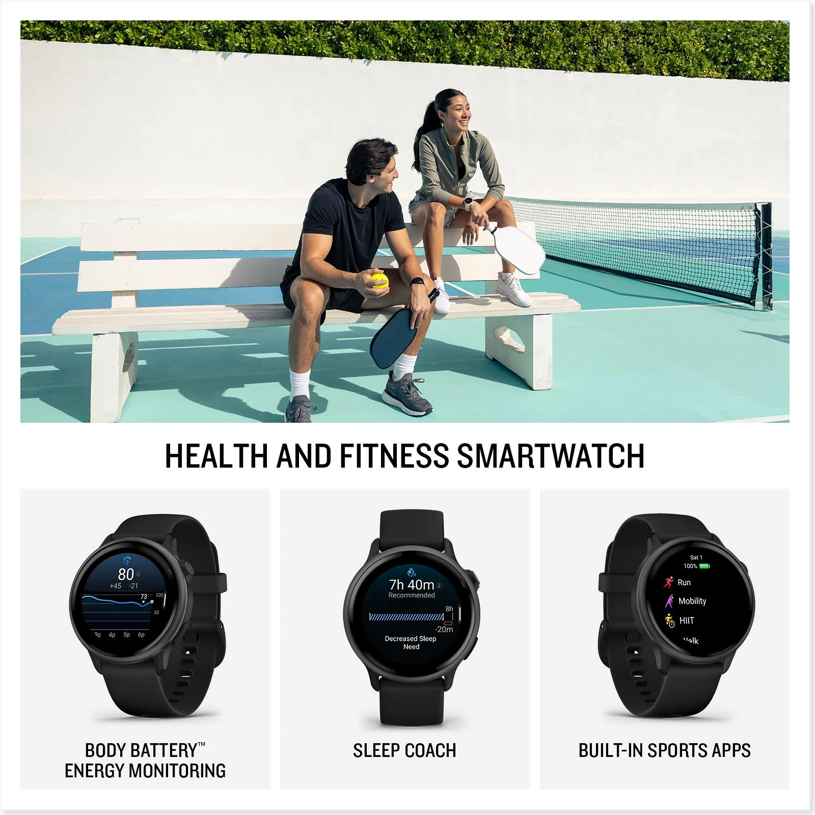 Garmin VivoActive 6 GPS Smartwatch (Slate/Black Band) - Image 2