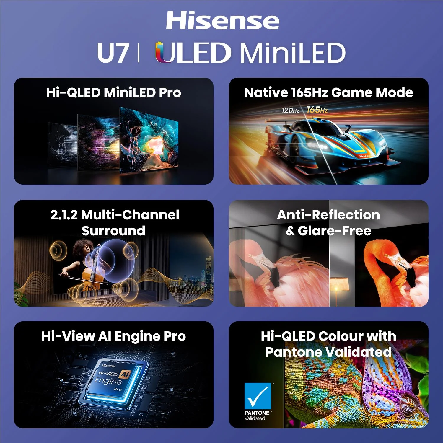 Hisense 100" U7SNZ Mini LED ULED 165Hz 4K Smart AI TV [2026] - Image 7