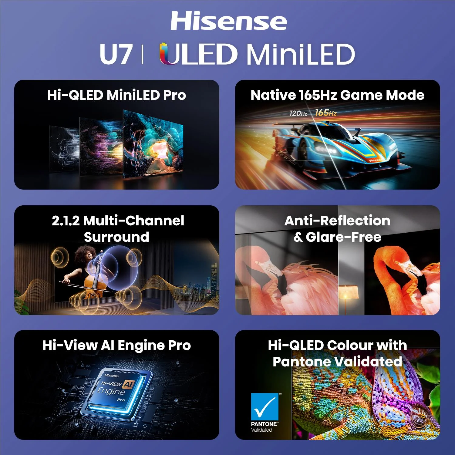 Hisense 85" U7SNZ Mini LED ULED 165Hz 4K Smart AI TV [2026] - Image 7