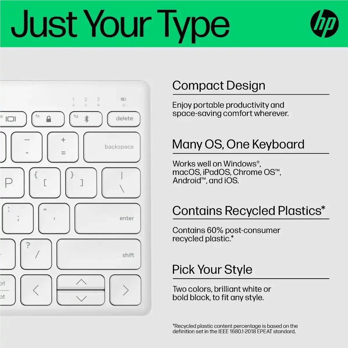 HP 350 Compact Multi-Device Bluetooth Keyboard (White) - Image 12