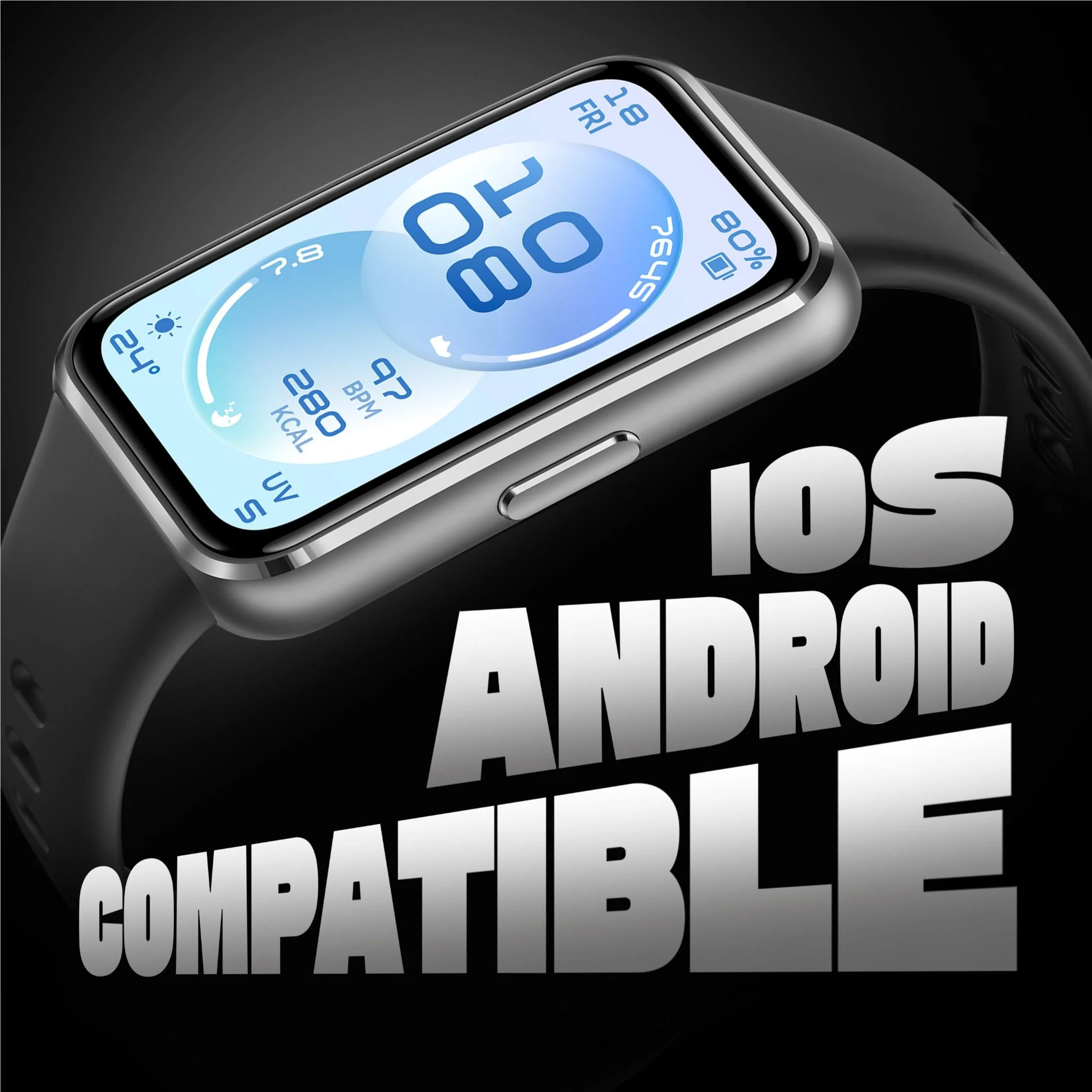 Huawei Band 11 Durable Polymer Case with Fluoroelastomer Strap (Black) - Image 9