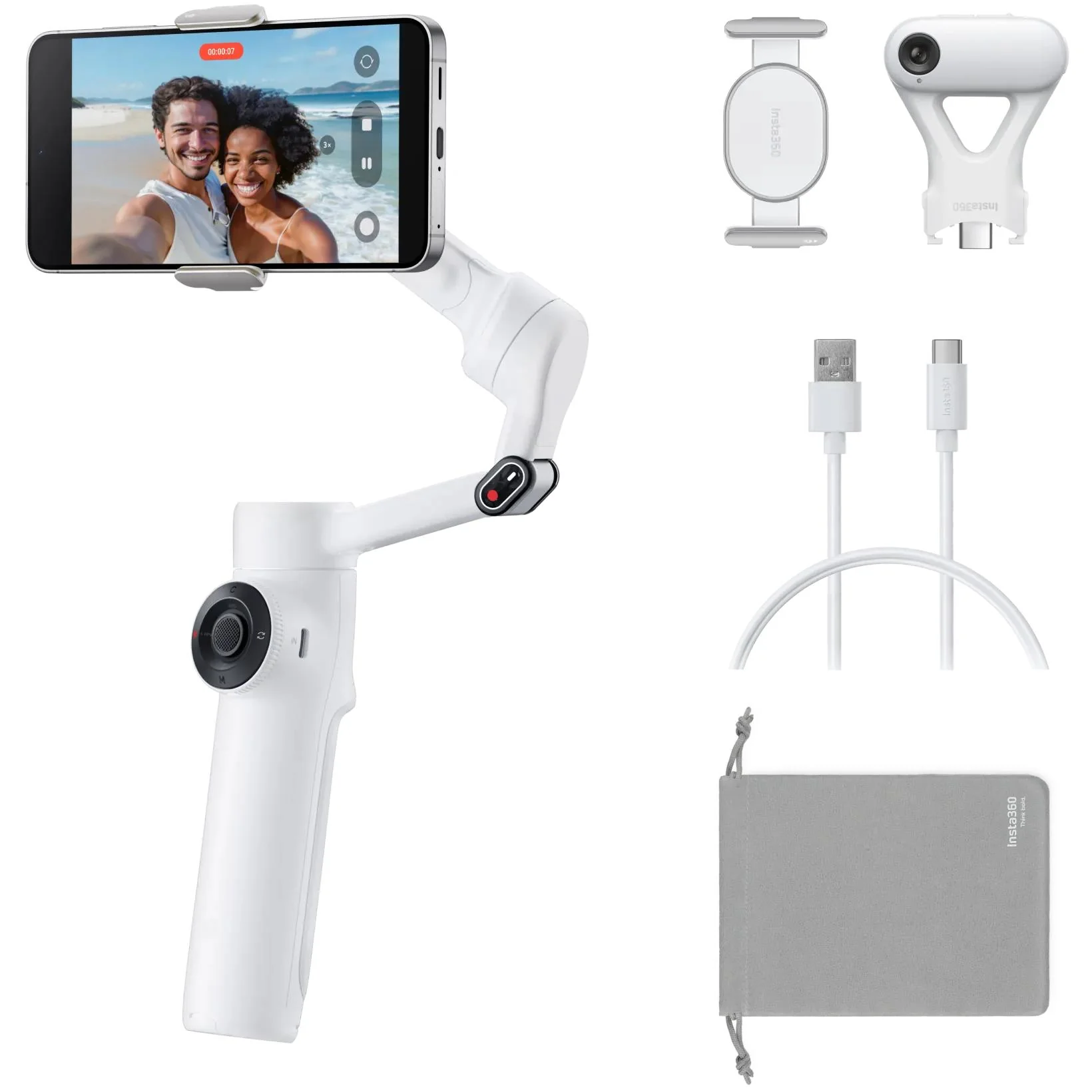 Insta360 Flow 2 Gimbal AI Tracker Bundle (Summit White) - Image 2