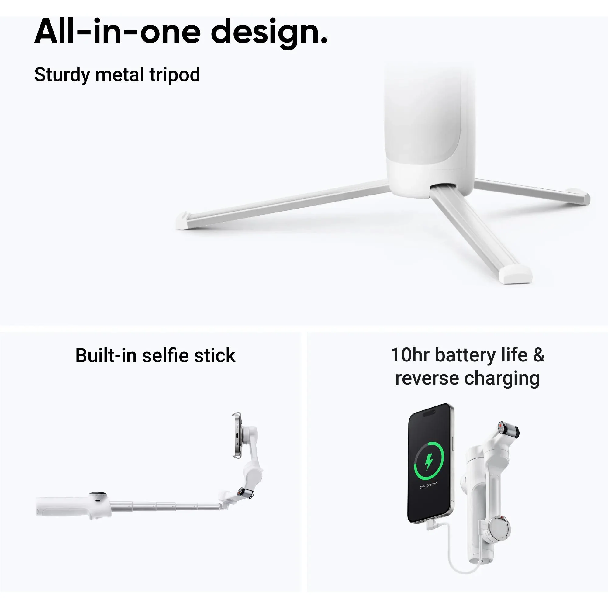 Insta360 Flow 2 Gimbal Standard Bundle (Summit White) - Image 10