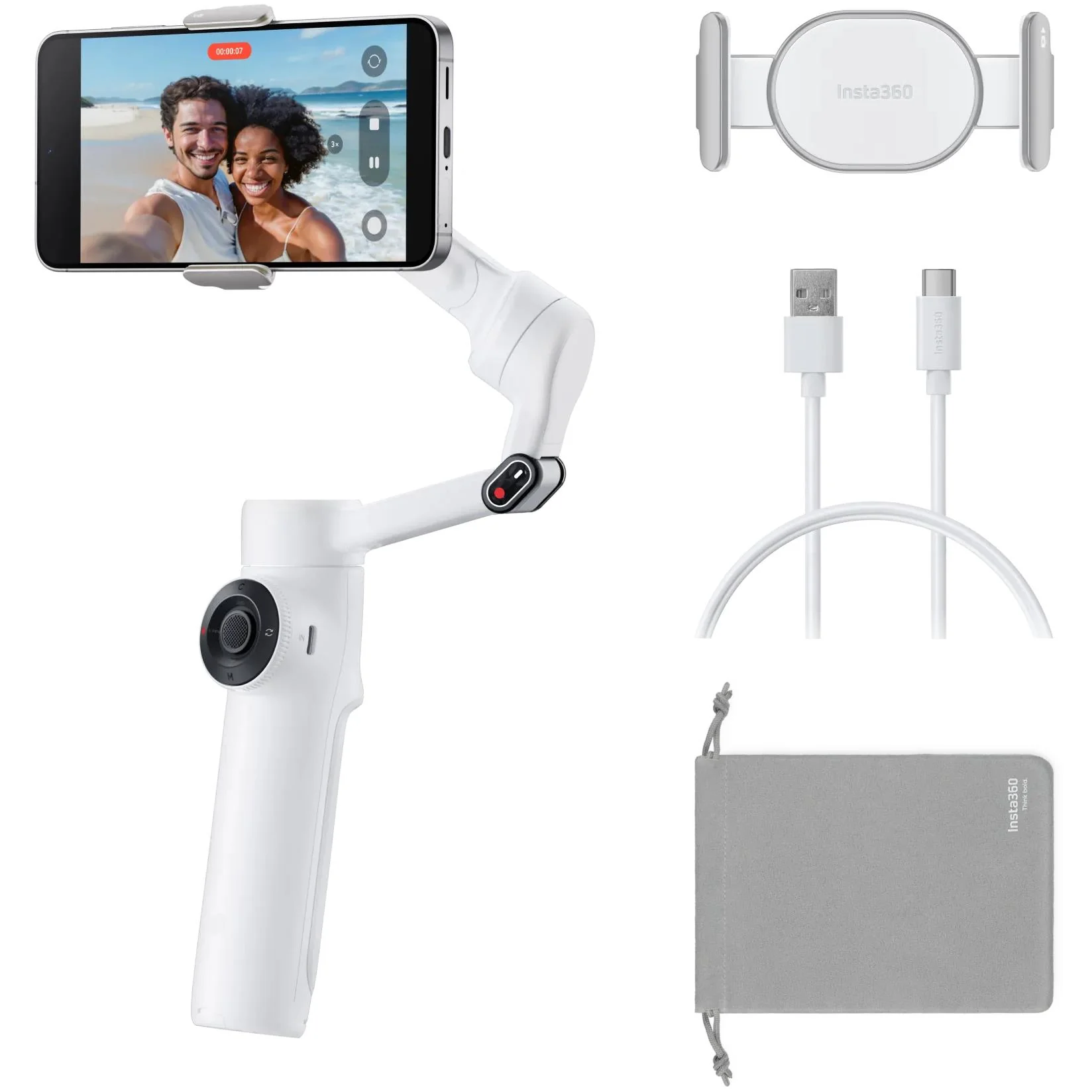 Insta360 Flow 2 Gimbal Standard Bundle (Summit White) - Image 2
