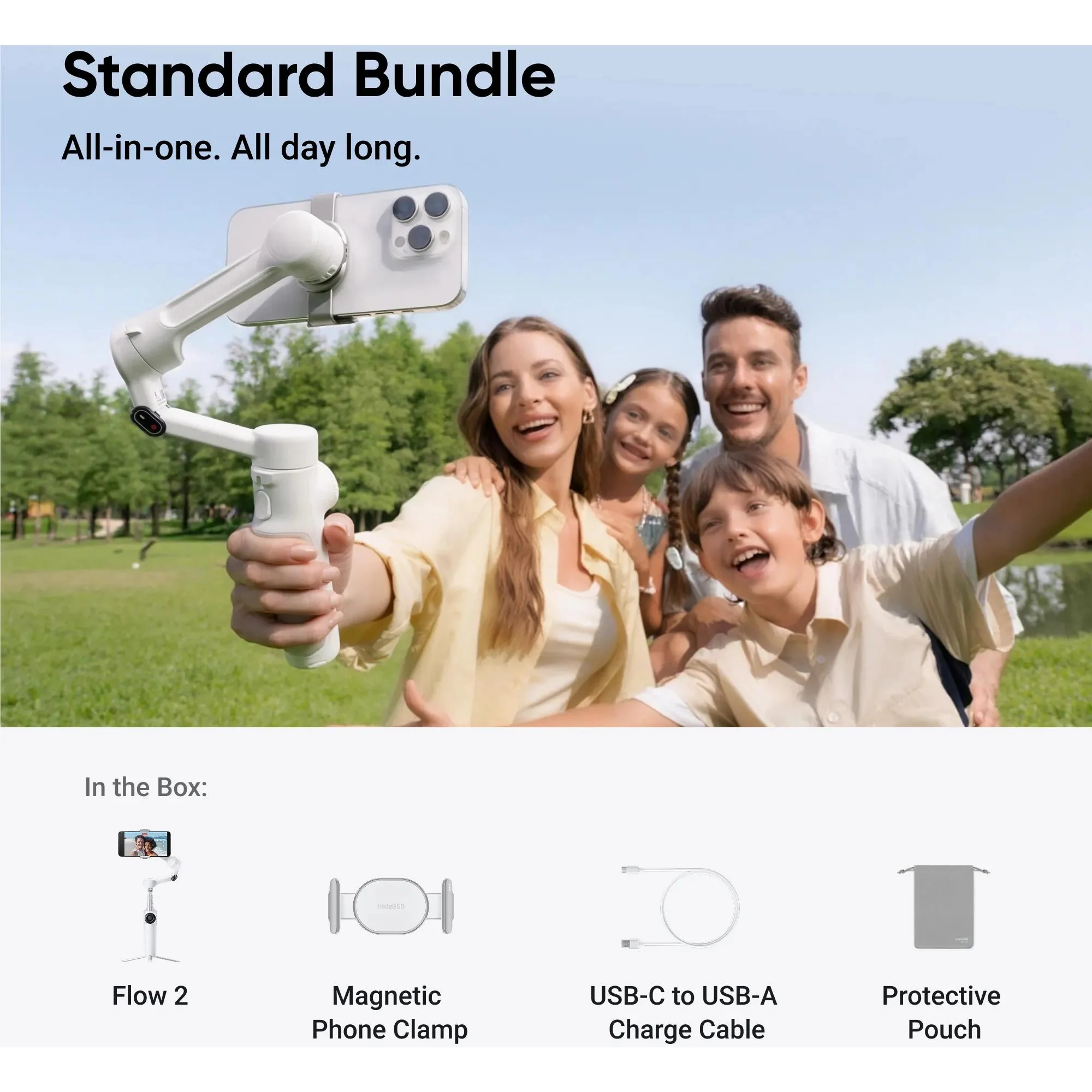 Insta360 Flow 2 Gimbal Standard Bundle (Summit White) - Image 3