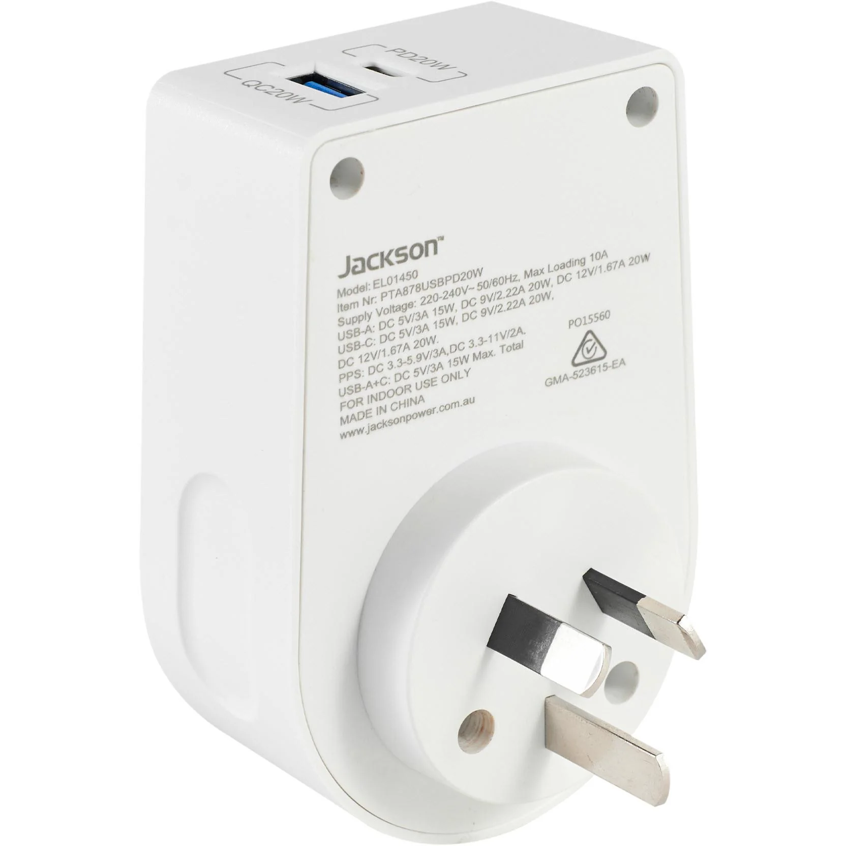 Jackson MOVE Rapid Charge PD20W USB-C/A Inbound Travel Adaptor for USA & UK - Image 2