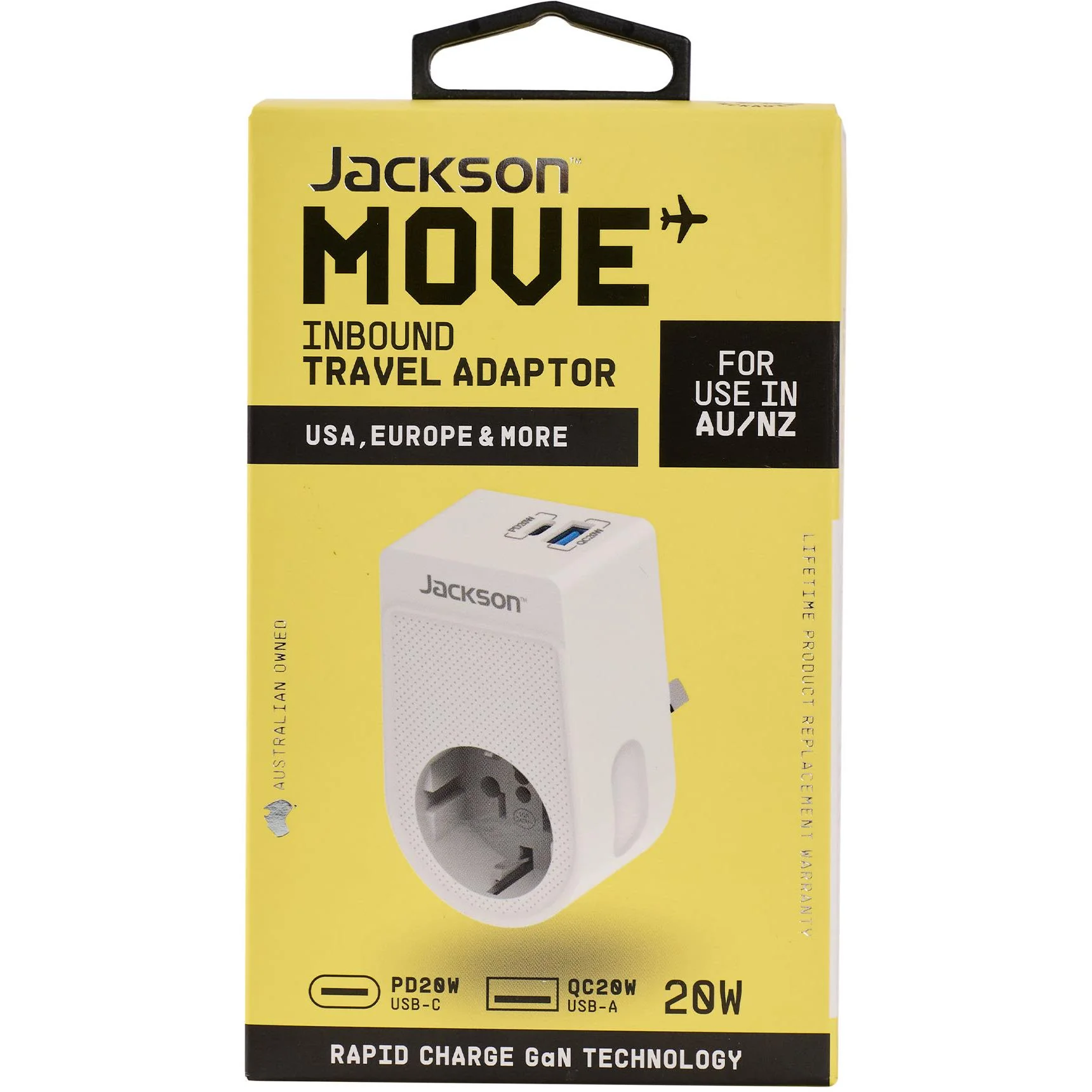 Jackson MOVE Rapid Charge PD20W USB-C/A Inbound Travel Adaptor (USA & EU) - Image 6