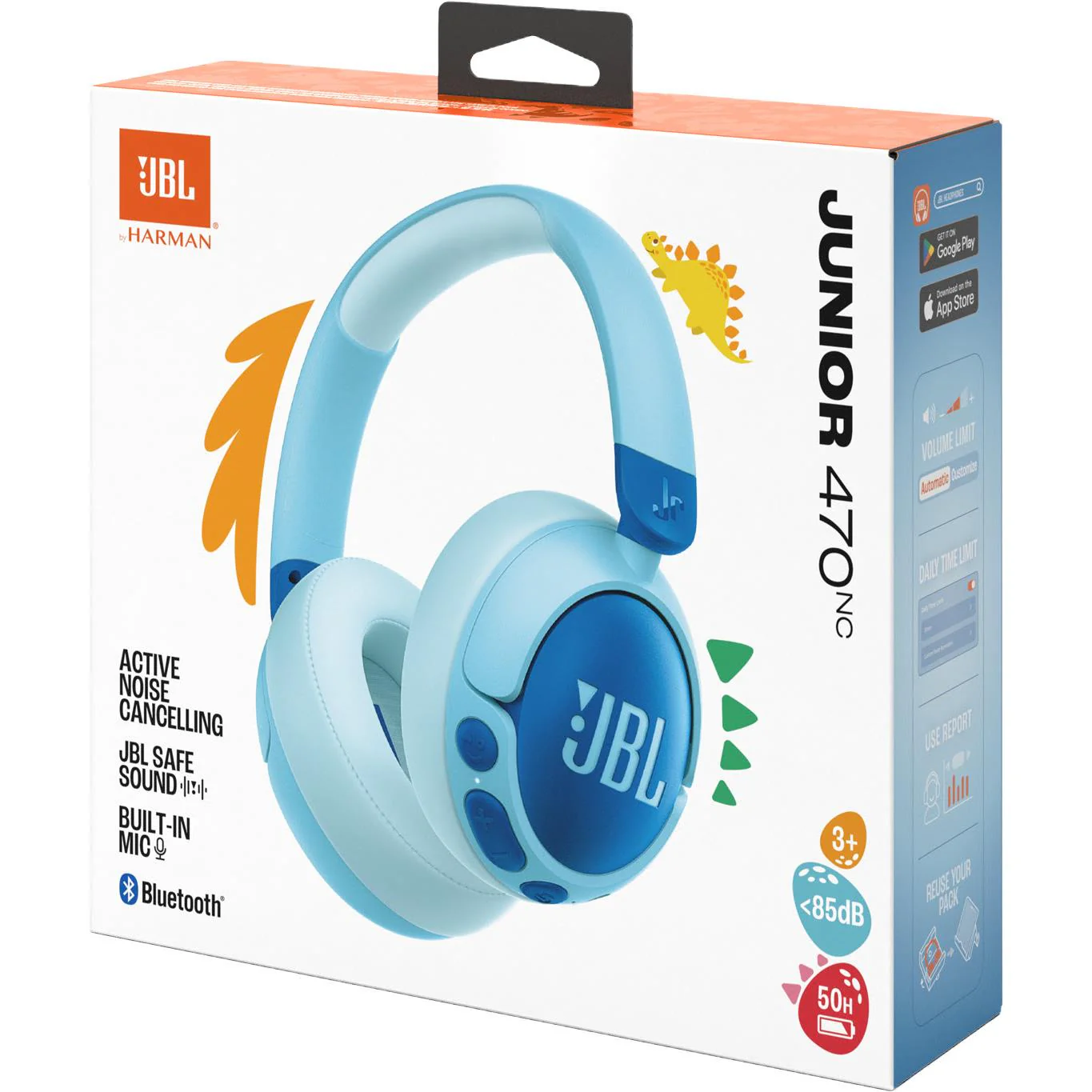JBL JR470NC Wireless Noise Cancelling Kids Over-Ear Headphones (Blue) - Image 6