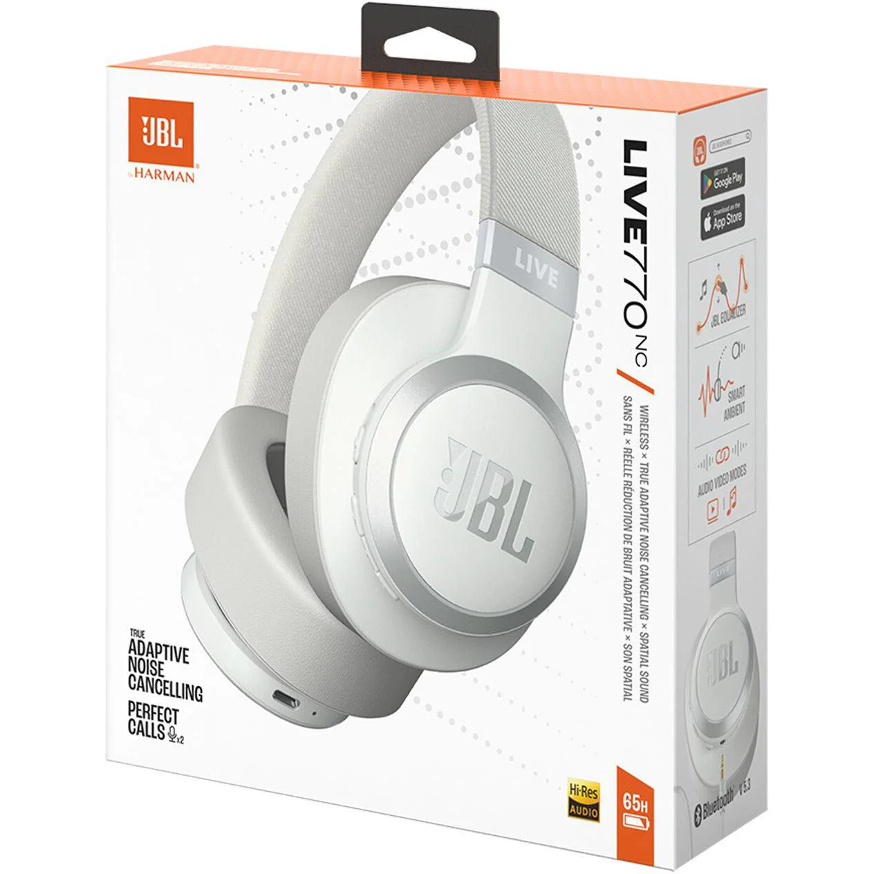 JBL Live 770 Wireless Over-Ear Headphones with True Adaptive NC (White) - Image 10