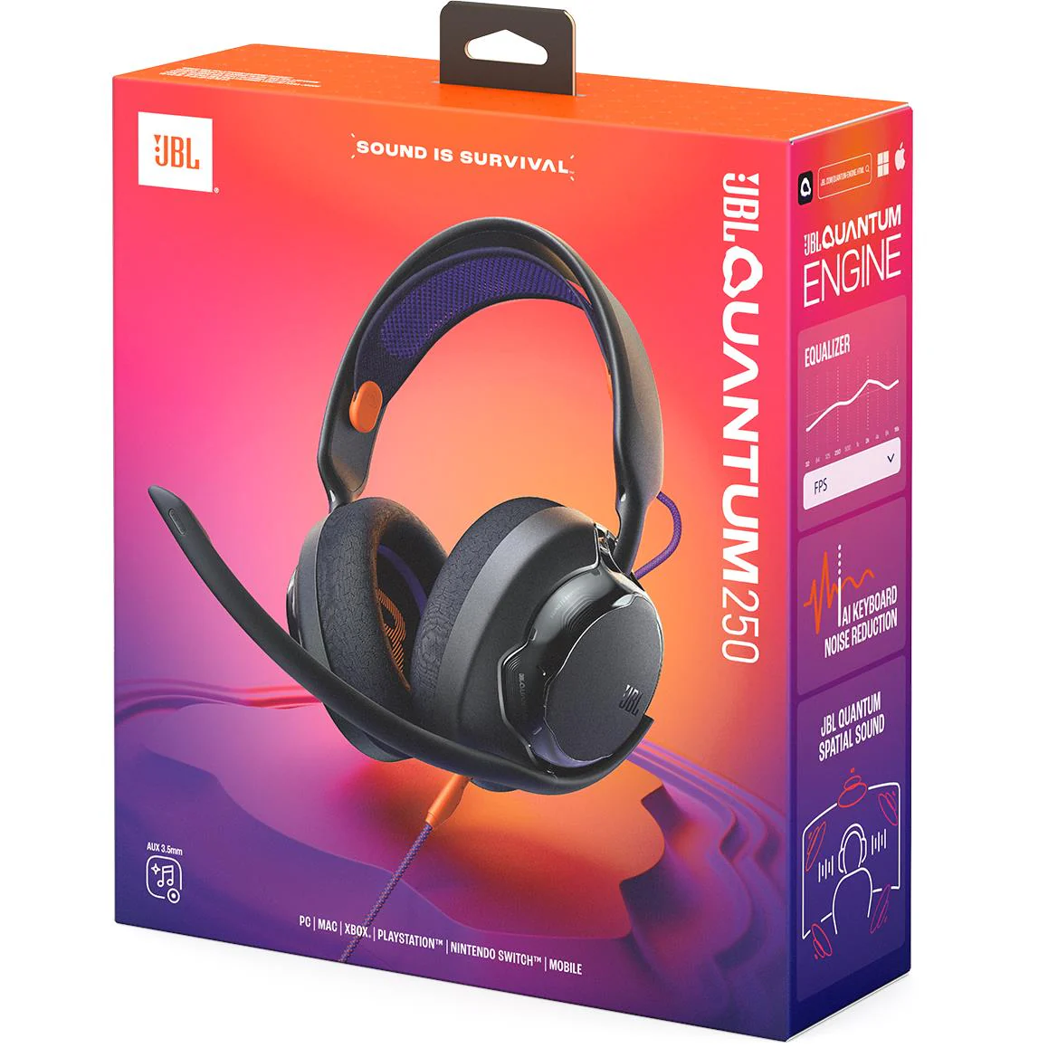 JBL Quantum 250 Wired Multiplatform Gaming Headset (Black) - Image 7