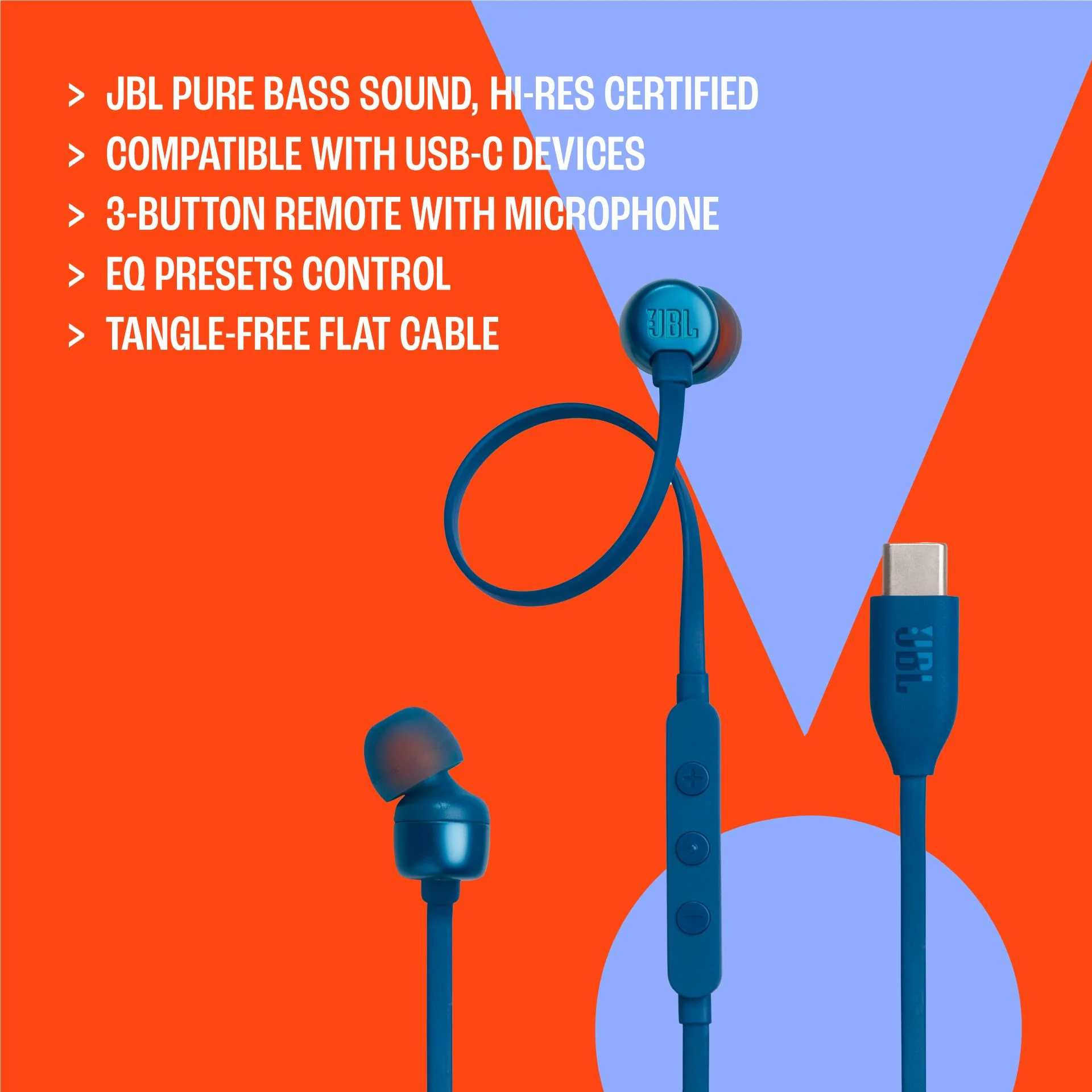JBL Tune 310C USB-C Wired In-ear Headphones (Black) - Image 5