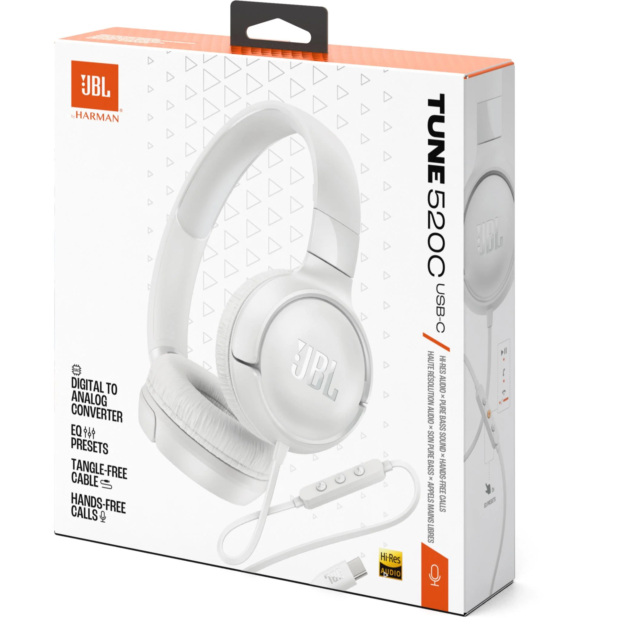 JBL Tune 520C Wired USB-C On-ear Headphones (White) - Image 8