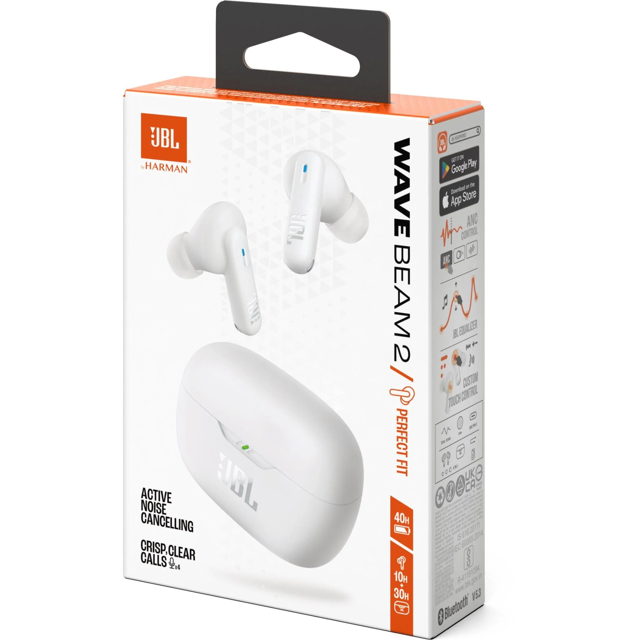 JBL Wave Beam 2 TWS Noise Cancelling In-Ear Headphones (White) - Image 8