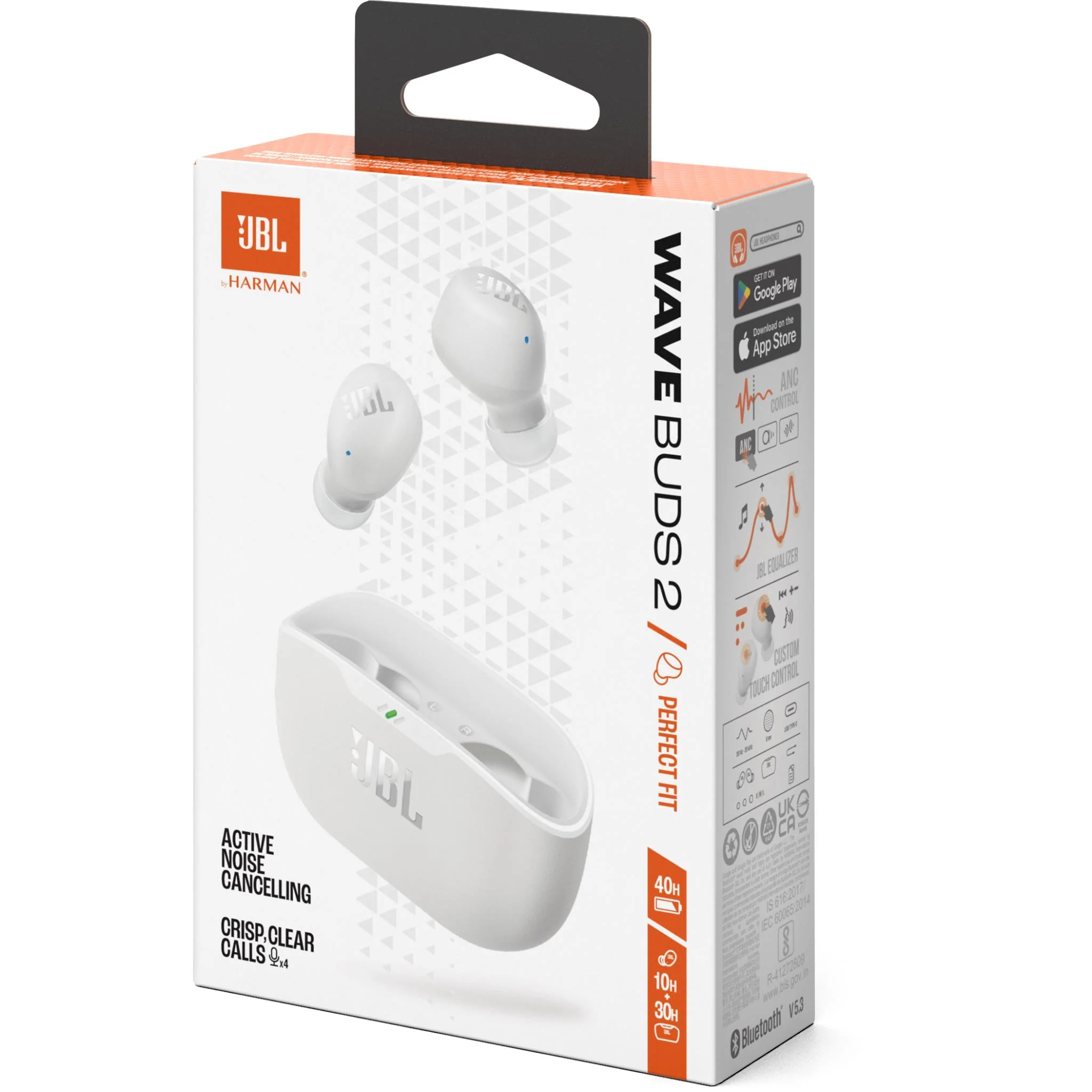 JBL Wave Buds 2 Noise Cancelling Earbuds (White) - Image 8