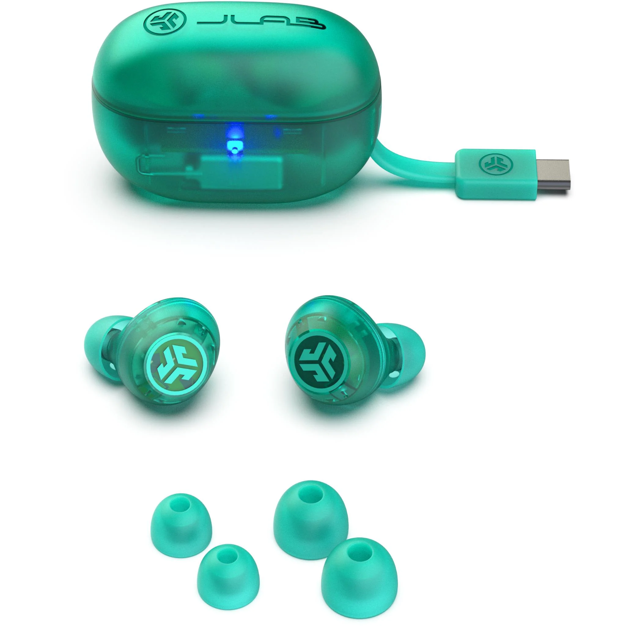 JLab GO Pop ANC True Wireless Earbuds (Clear Teal) - Image 3