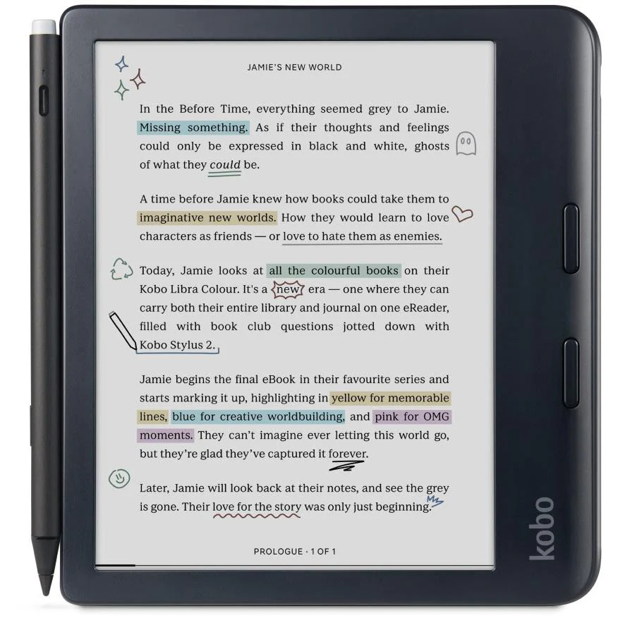 Kobo Libra Colour 7" eReader with Stylus 2 (Black)