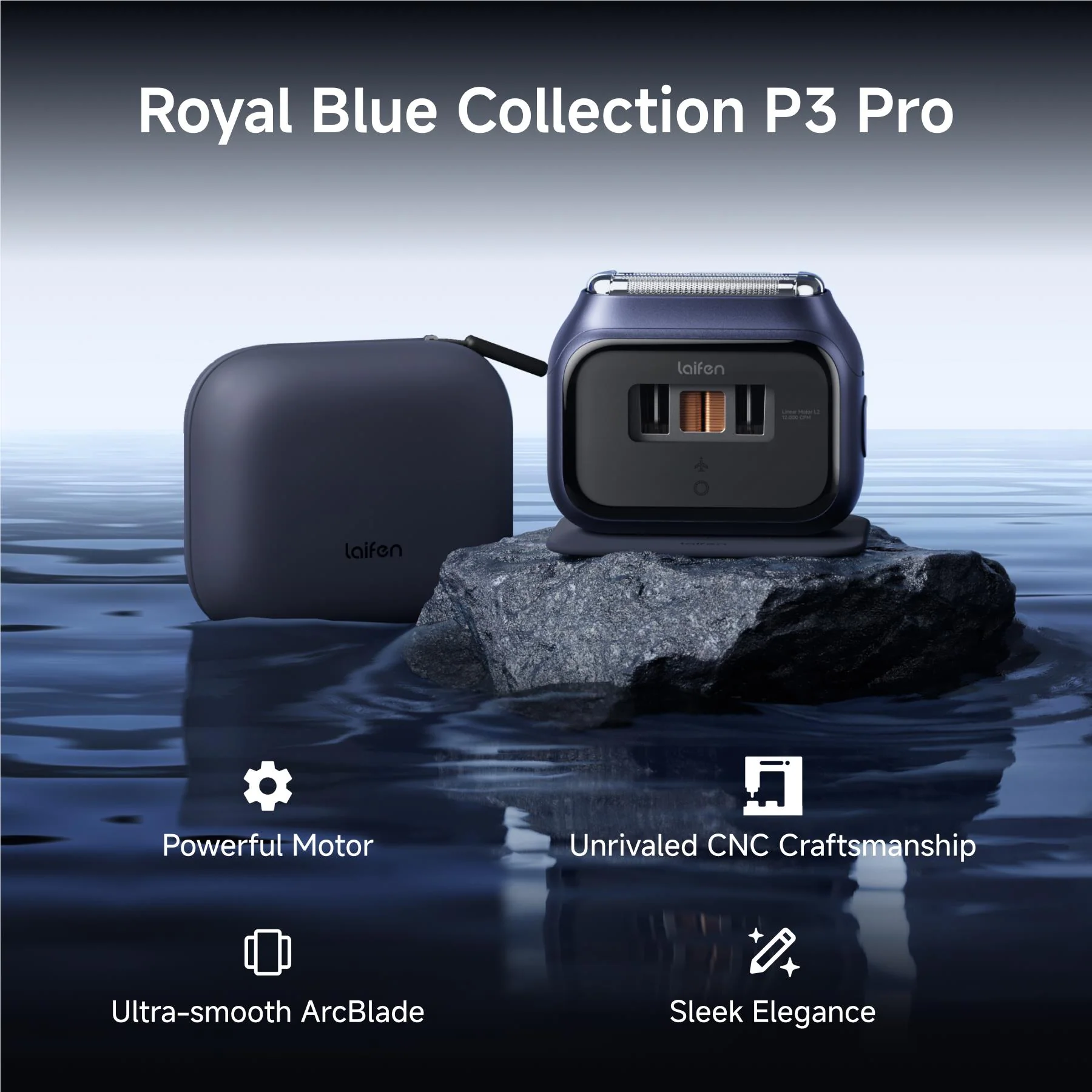 Laifen P3 Pro 3 Blade Aluminum Alloy Electric Shaver (Royal Blue) - Image 2