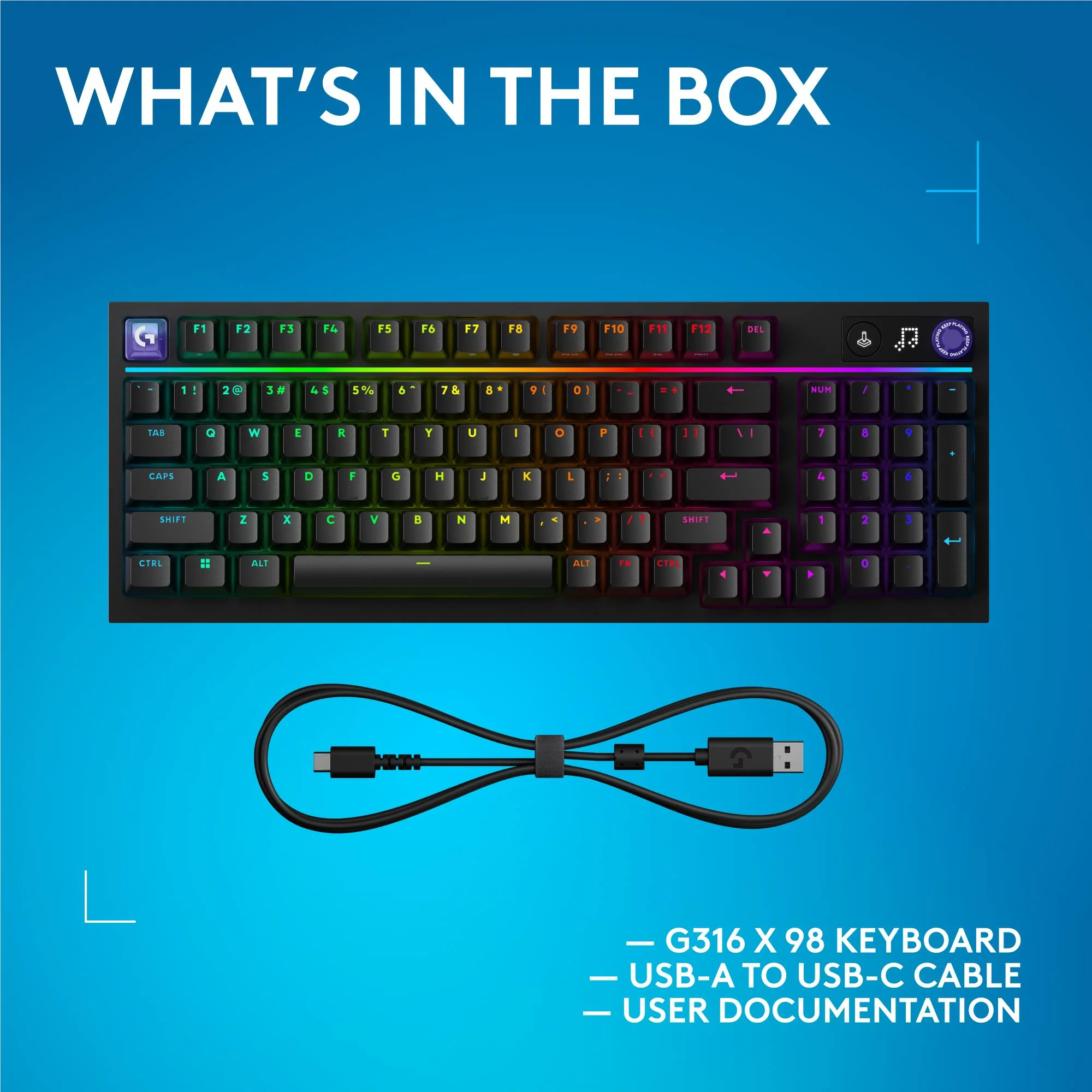 Logitech G G316 X 98 Gaming Keyboard (Black) - Image 12