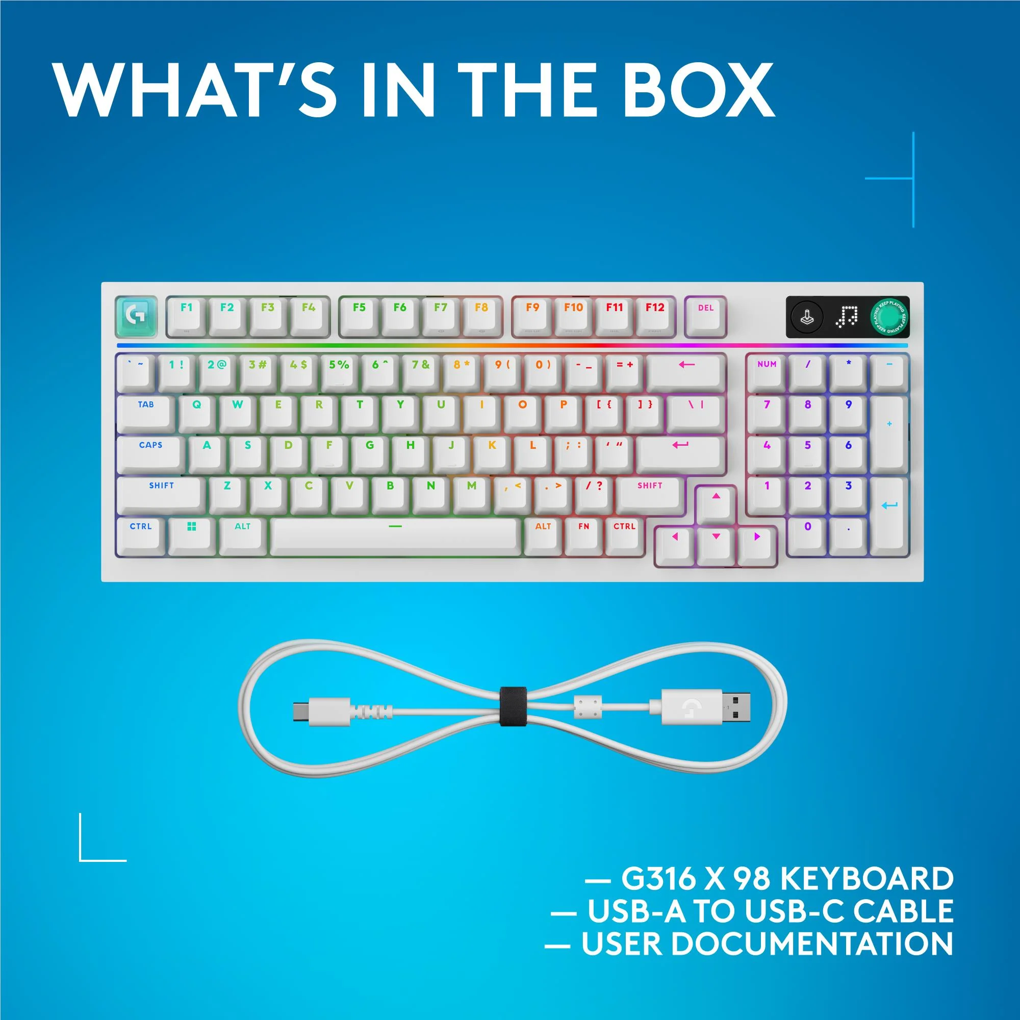 Logitech G G316 X 98 Gaming Keyboard (White) - Image 12