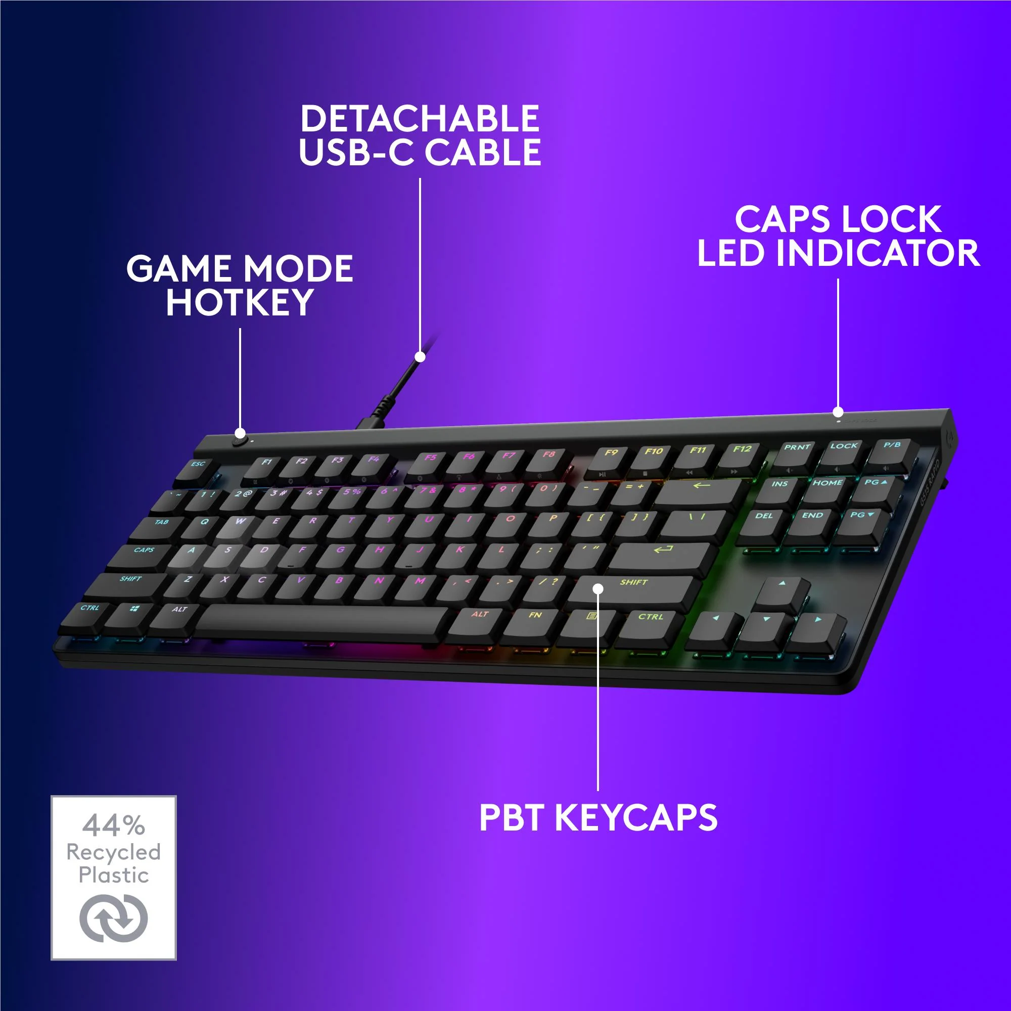 Logitech G G515 RAPID TKL Wired Gaming Keyboard (Black) - Image 6