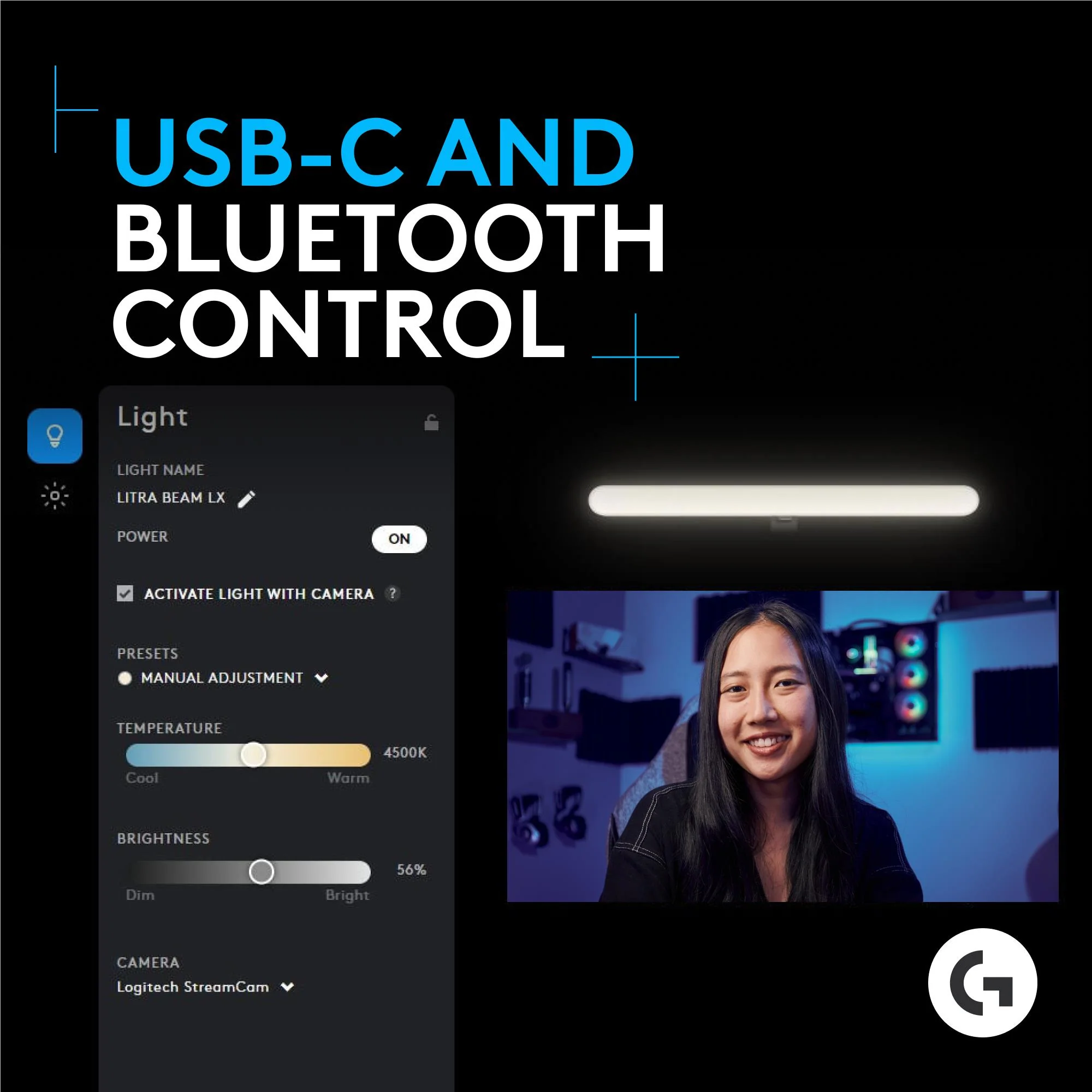 Logitech G Litra Beam LX Dual-Sided RGB Streaming Key Light - Image 6