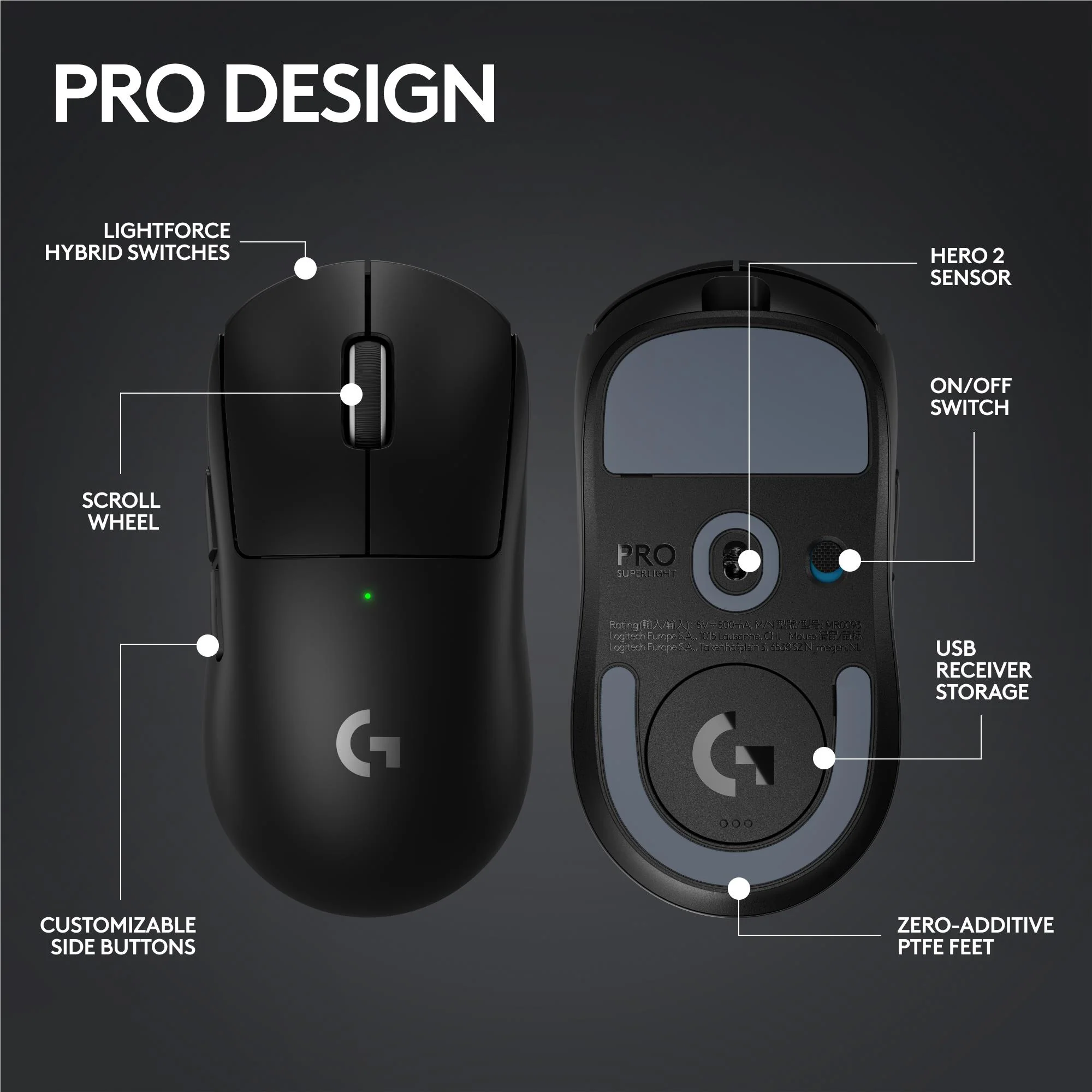 Logitech G PRO X SUPERLIGHT 2 LIGHTSPEED Wireless Gaming Mouse (Black) - Image 8