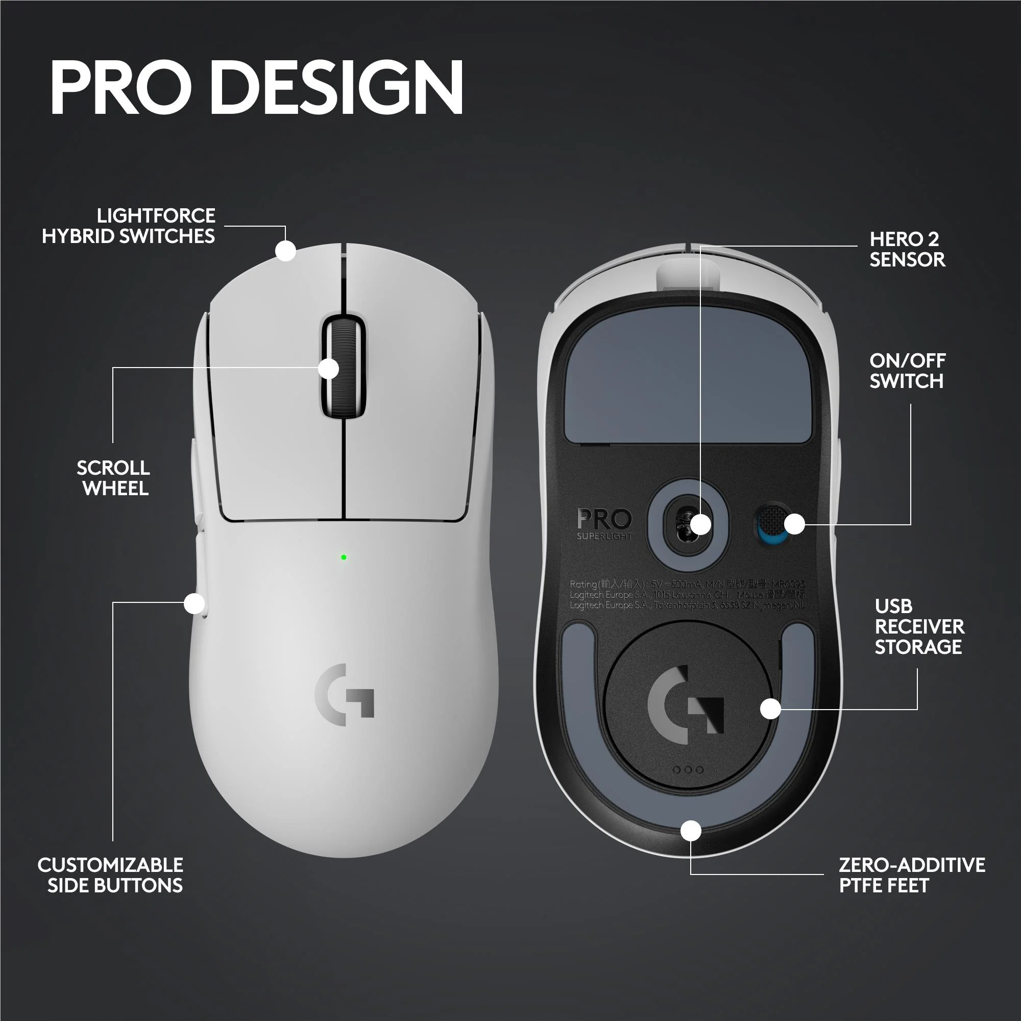 Logitech G PRO X SUPERLIGHT 2 LIGHTSPEED Wireless Gaming Mouse (White) - Image 8