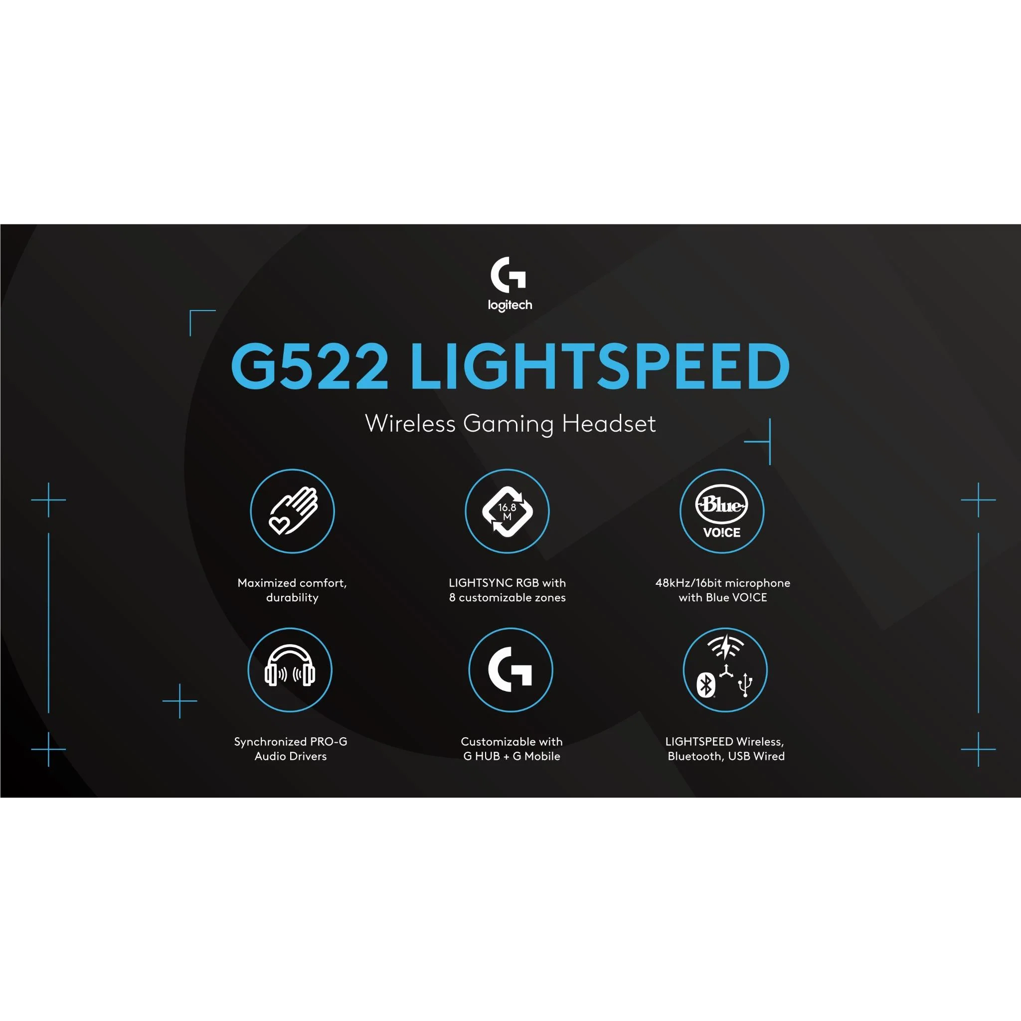 Logitech G522 LIGHTSPEED Wireless Gaming Headset (Black) - Image 9