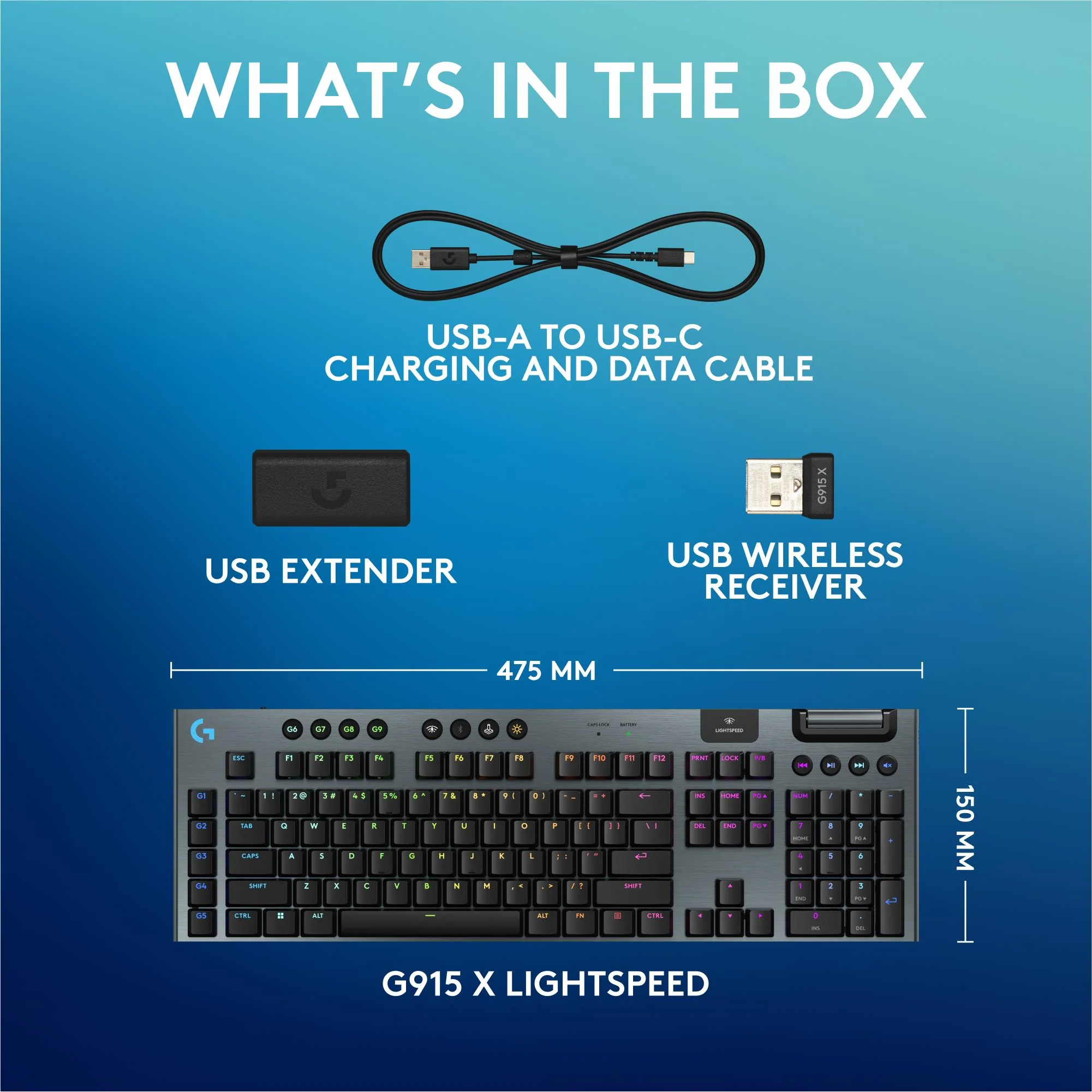 Logitech G915 X LIGHTSPEED Low-Profile Wireless Gaming Keyboard (Black) - Image 10