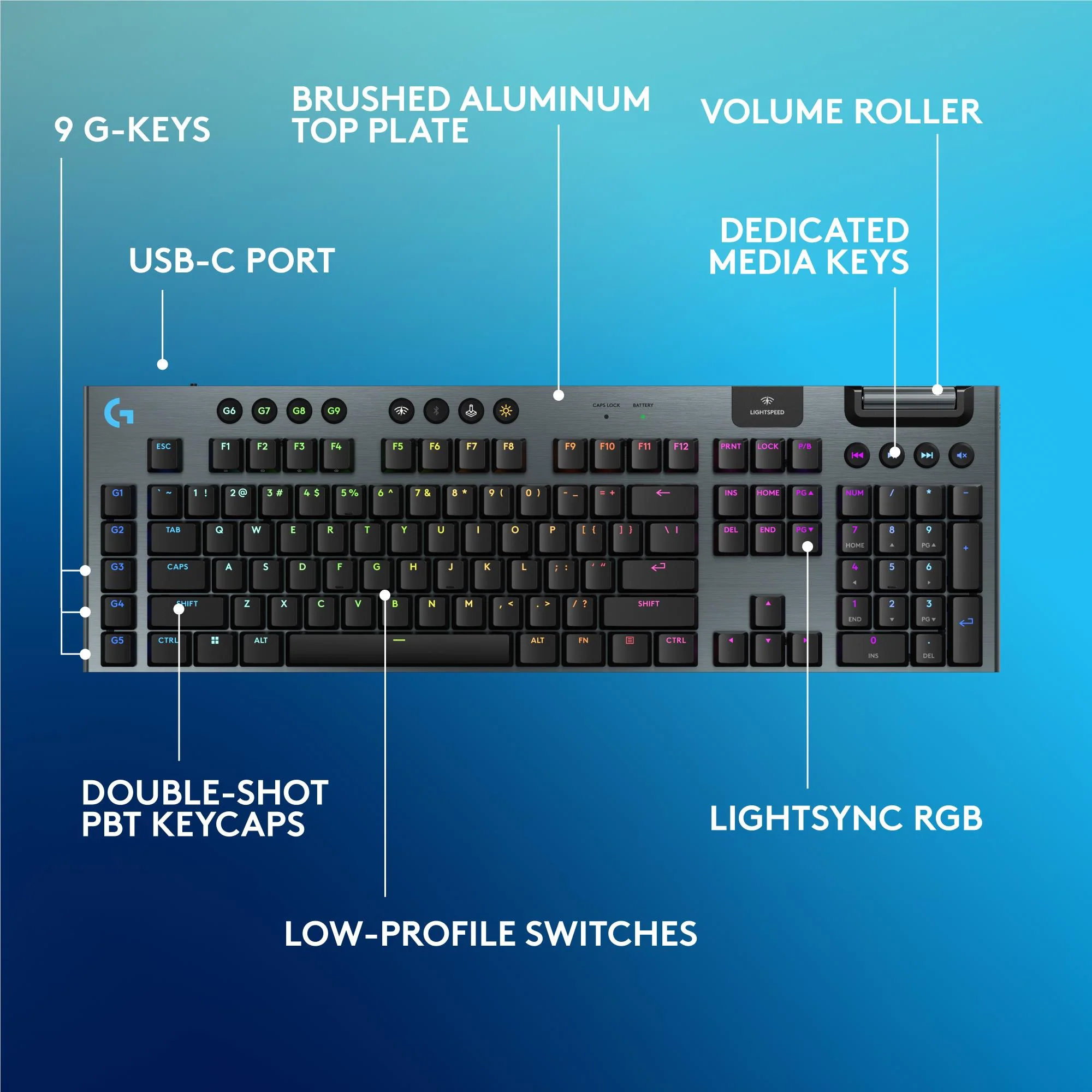 Logitech G915 X LIGHTSPEED Low-Profile Wireless Gaming Keyboard (Black) - Image 7