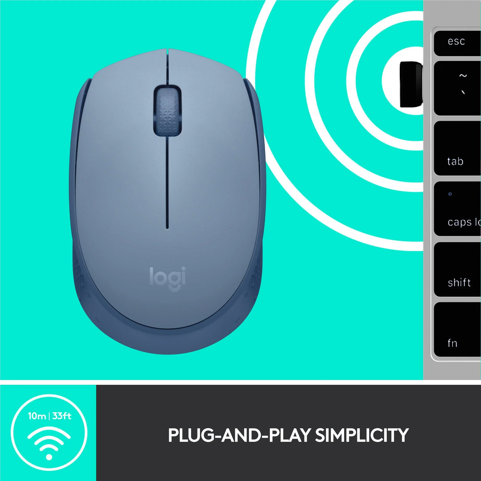 Logitech M171 Wireless Mouse (Blue Grey) - Image 6