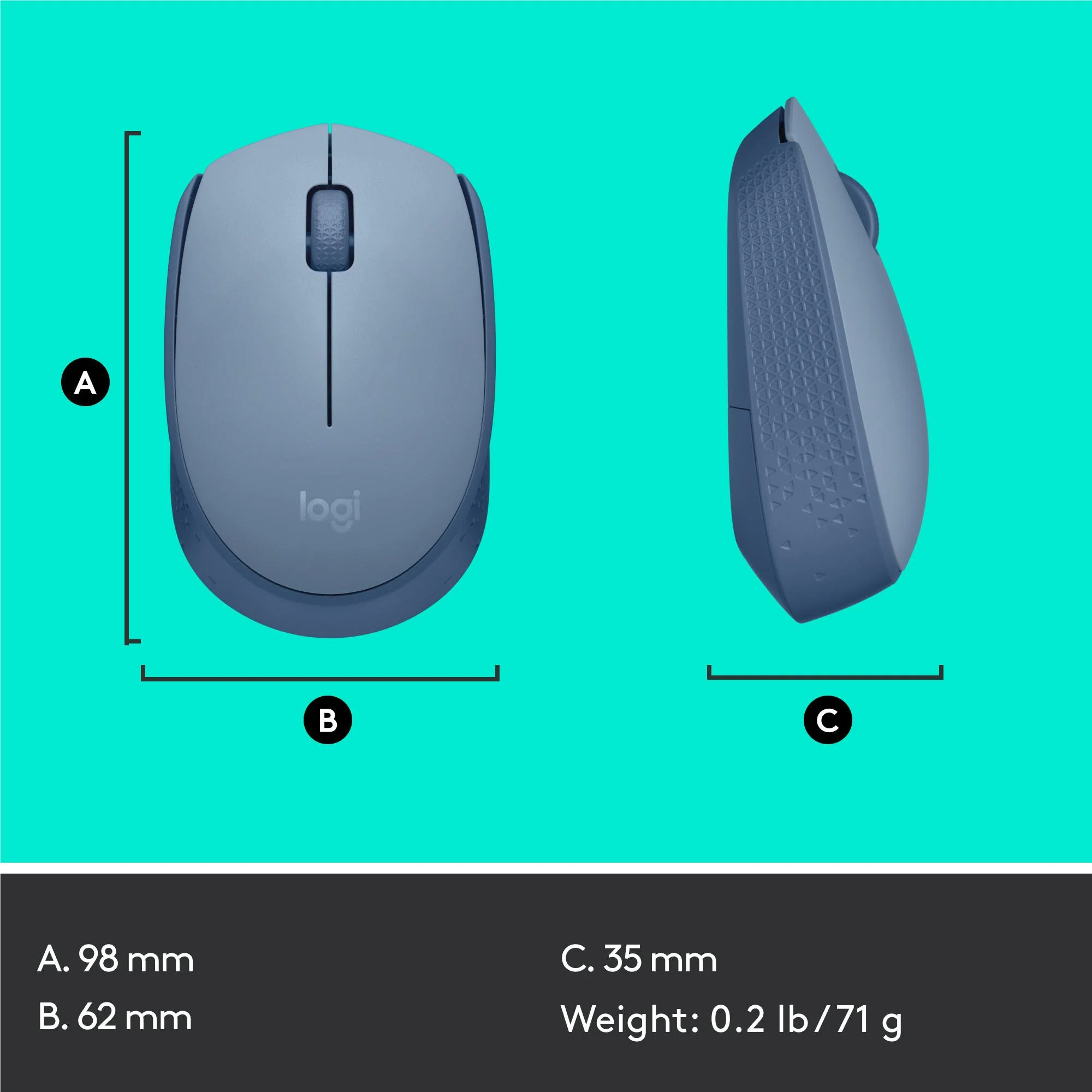 Logitech M171 Wireless Mouse (Blue Grey) - Image 8