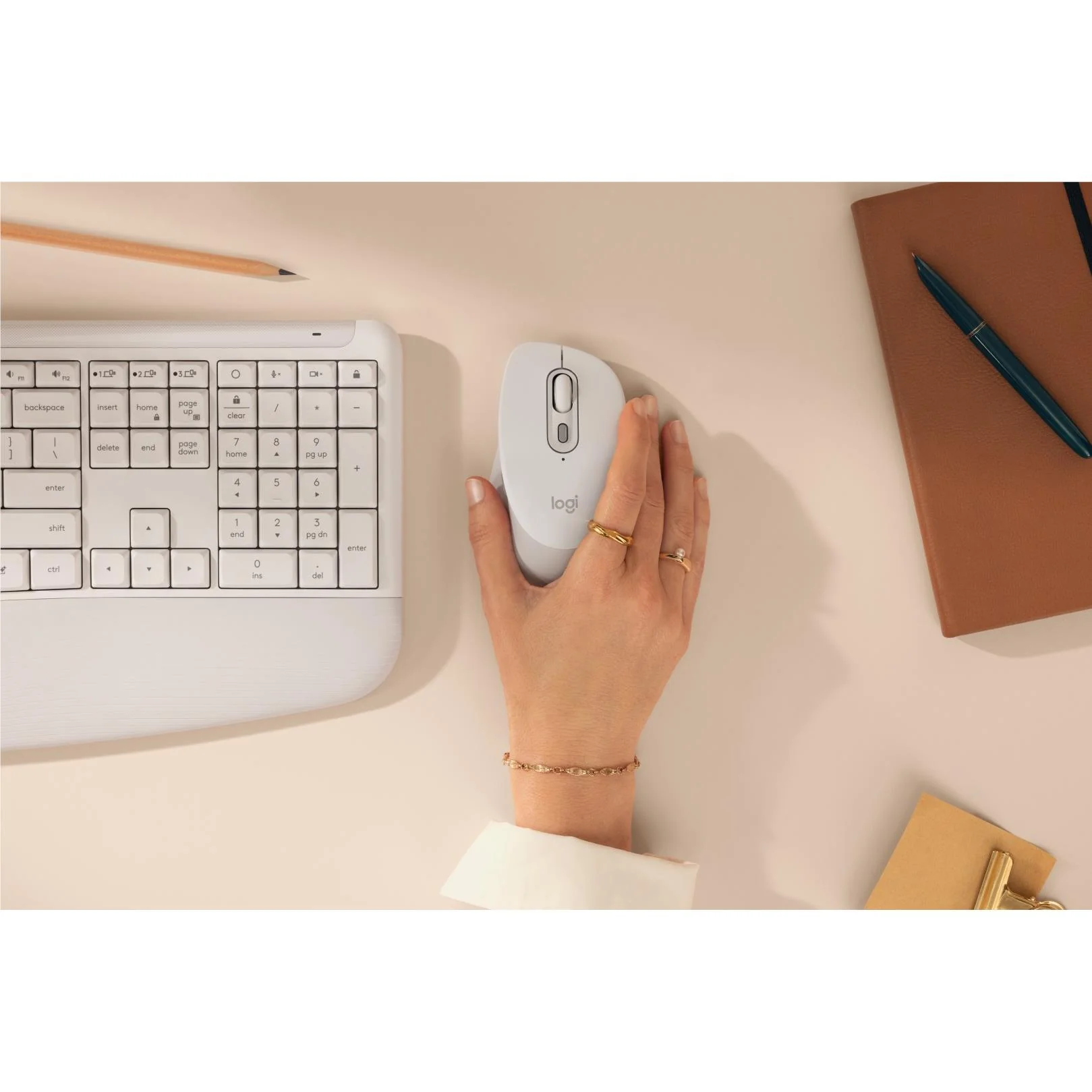 Logitech Signature Comfort M840 L Mouse (Off-White) - Image 11