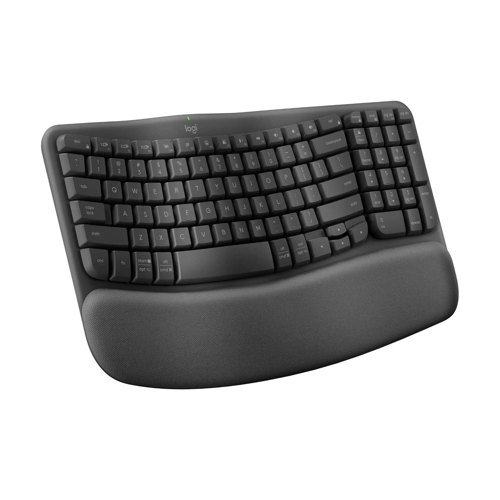 Logitech Wave Keys Wireless Ergonomic Keyboard (Graphite) - Image 2