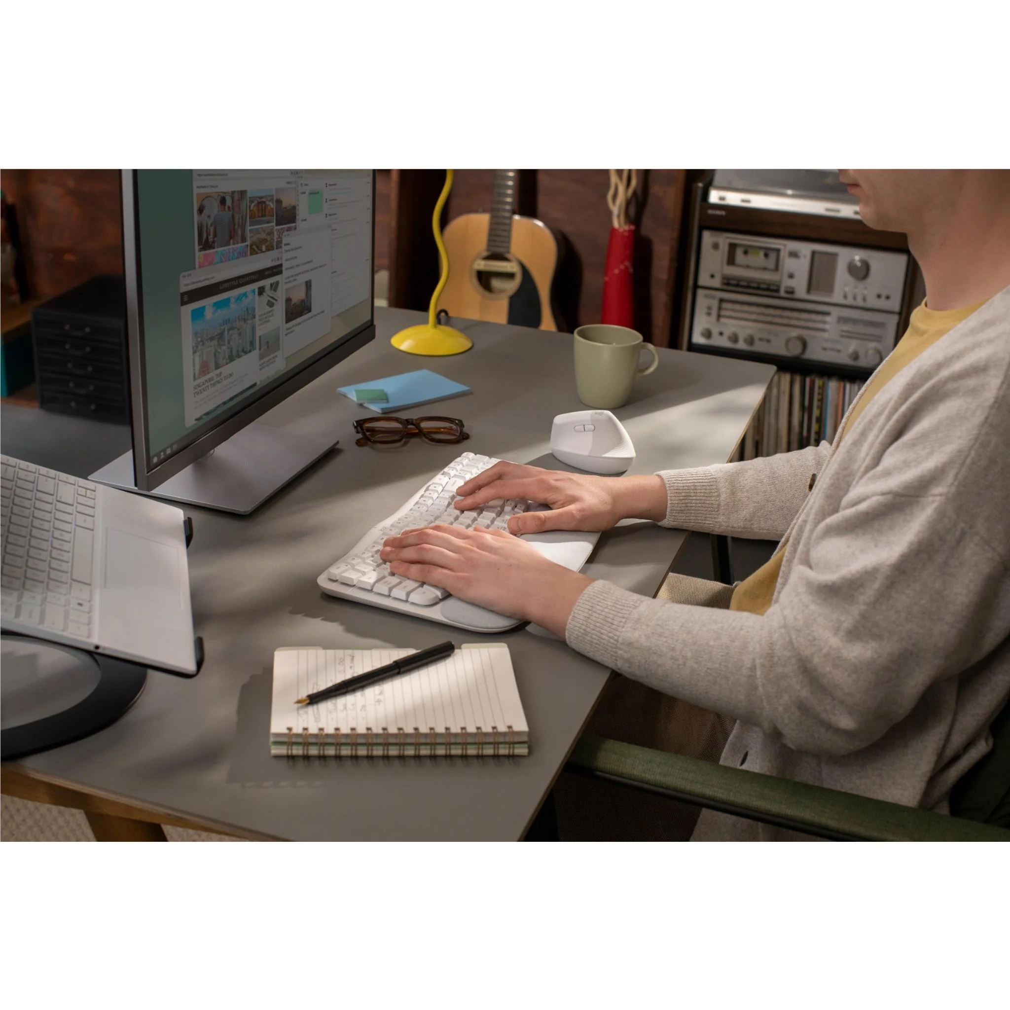 Logitech Wave Keys Wireless Ergonomic Keyboard (Off White) - Image 8