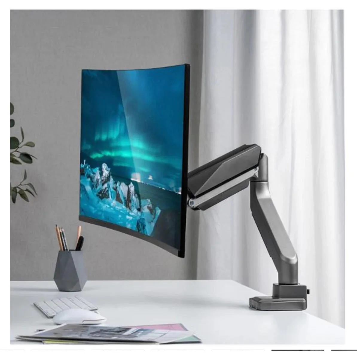 Mbeat activiva Heavy Duty Single Monitor Screen Gas Spring Monitor Arm for Flat Panel & Curved Screen (Black & Space Grey) - Image 5