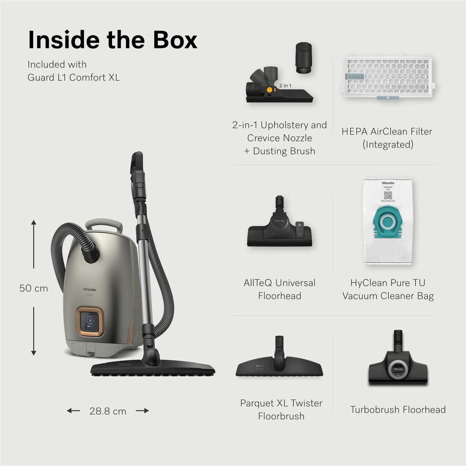 Miele Guard L1 Comfort XL Bagged Vacuum Cleaner (Titanium Pearl Finish) - Image 5