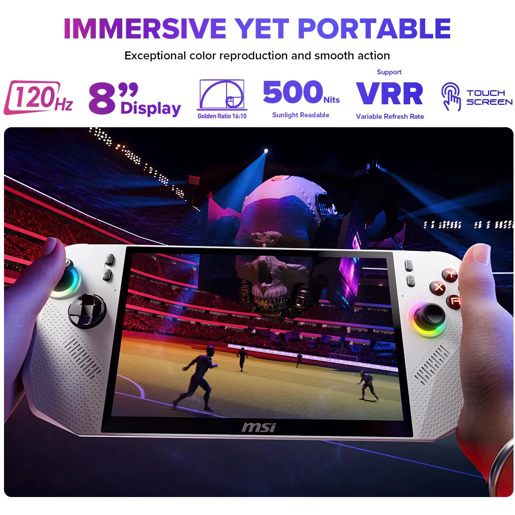 MSI Claw A8 8" FHD + Touchscreen 120Hz Gaming Handheld - Ryzen Z2 Extreme (1TB SSD) - Polar Tempest - Image 7