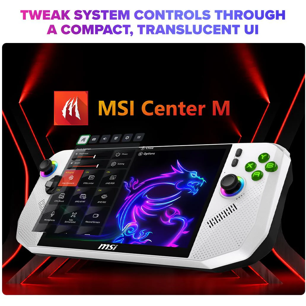 MSI Claw A8 8" FHD + Touchscreen 120Hz Gaming Handheld - Ryzen Z2 Extreme (1TB SSD) - Polar Tempest - Image 9