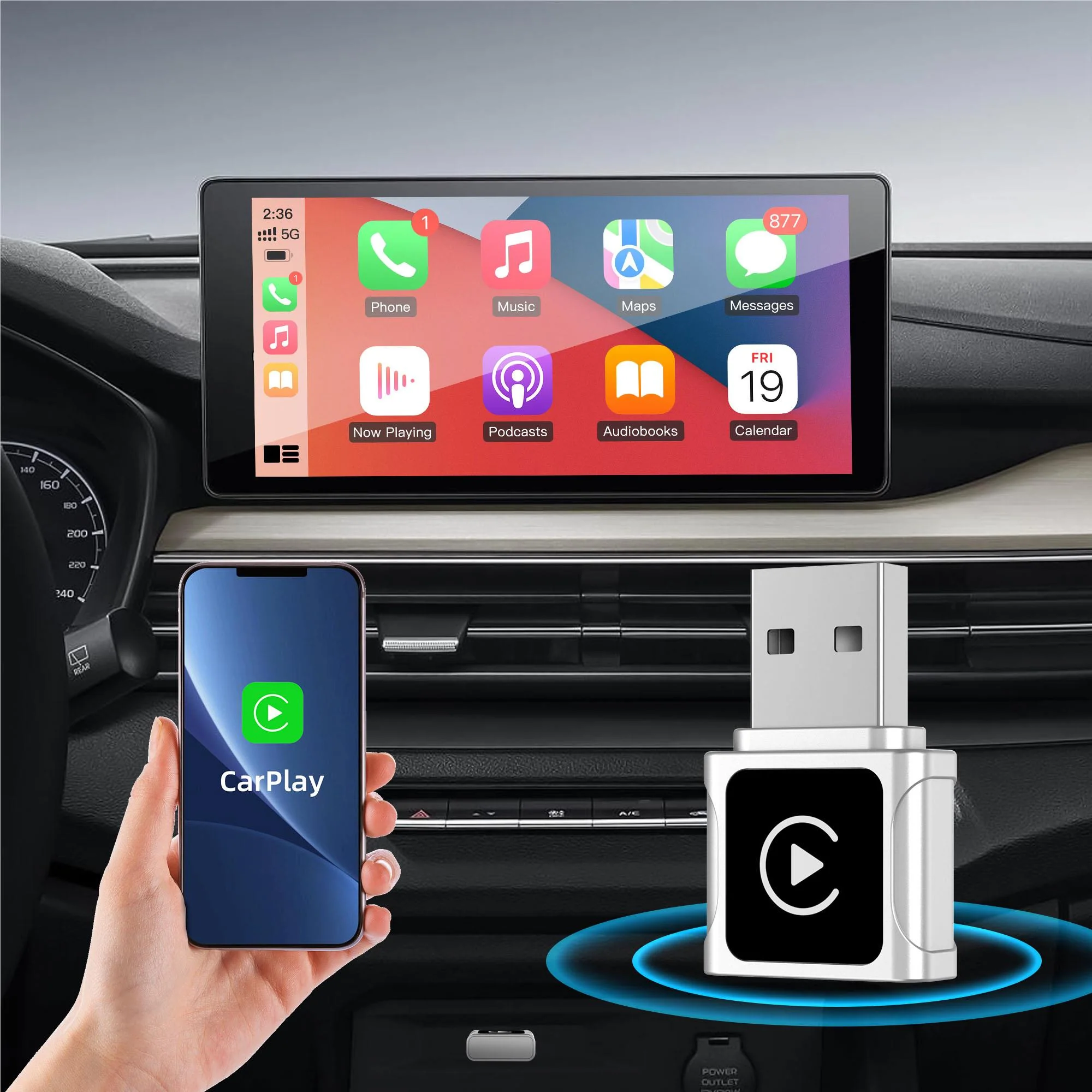 Navig8r Wireless Dongle for CarPlay Mini - Image 3