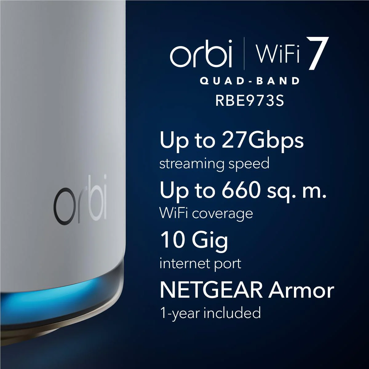 Netgear Orbi RBE973S BE27000 Quad-Band Mesh Wifi 7 System [3 Pack] - Image 2