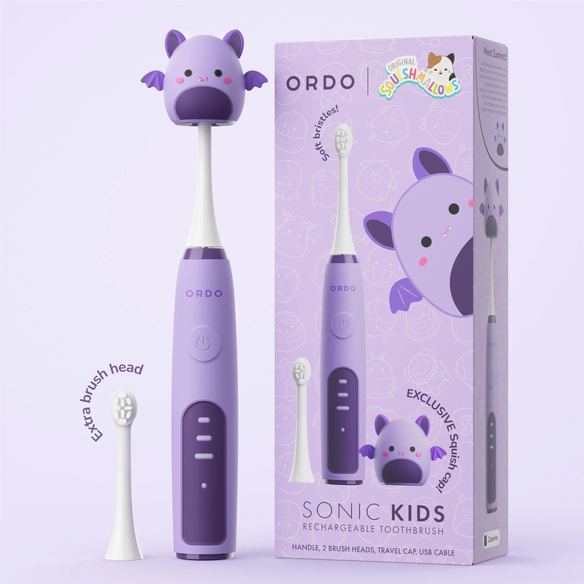 Ordo Sonic Kids Squishmallows Rechargeable Electric Toothbrush (Squish Zumirez) - Image 2